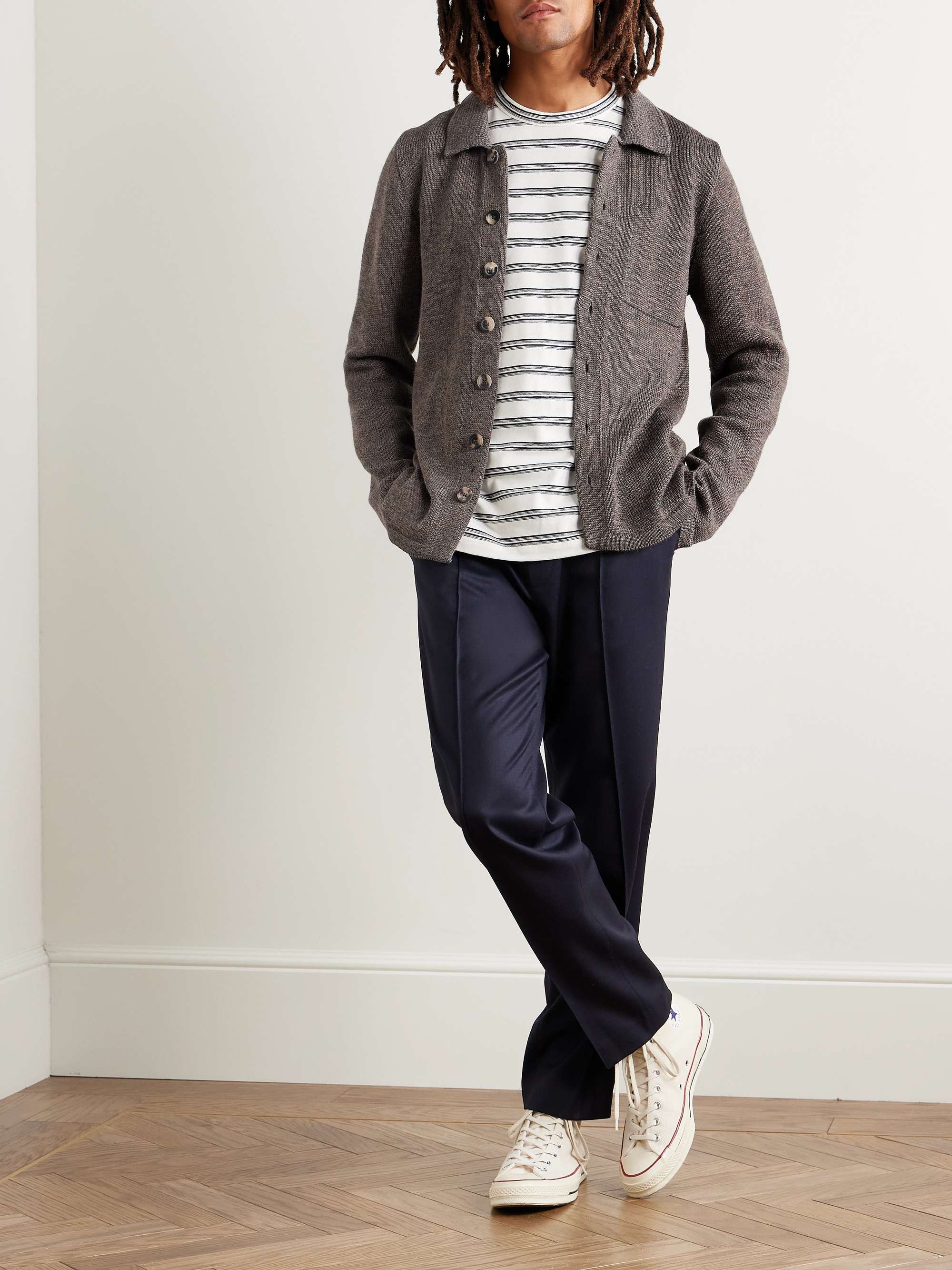 Alpaca, Merino Wool, Cashmere and Silk-Blend Cardigan view