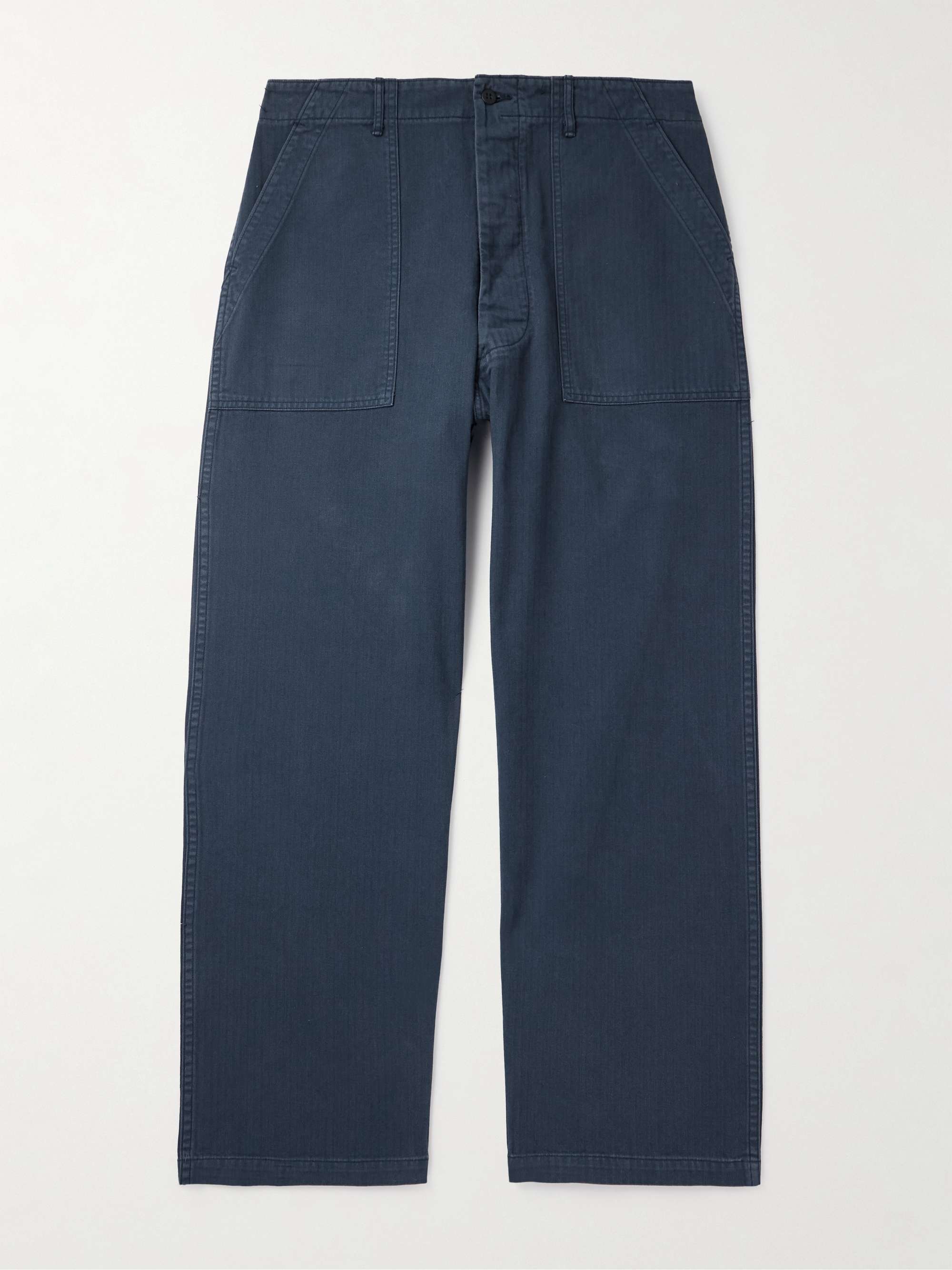 Straight-Leg Herringbone Cotton Trousers hero visual