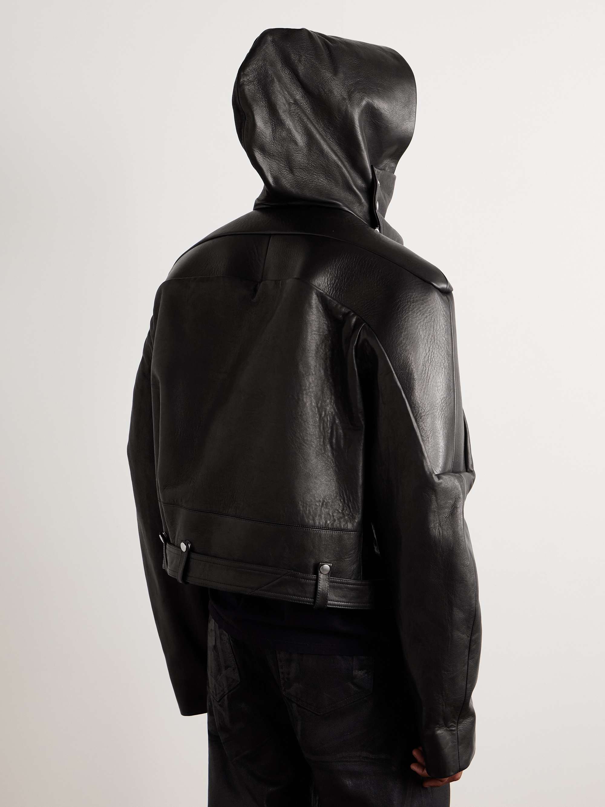 Stooges Cropped Belted Leather Jacket view