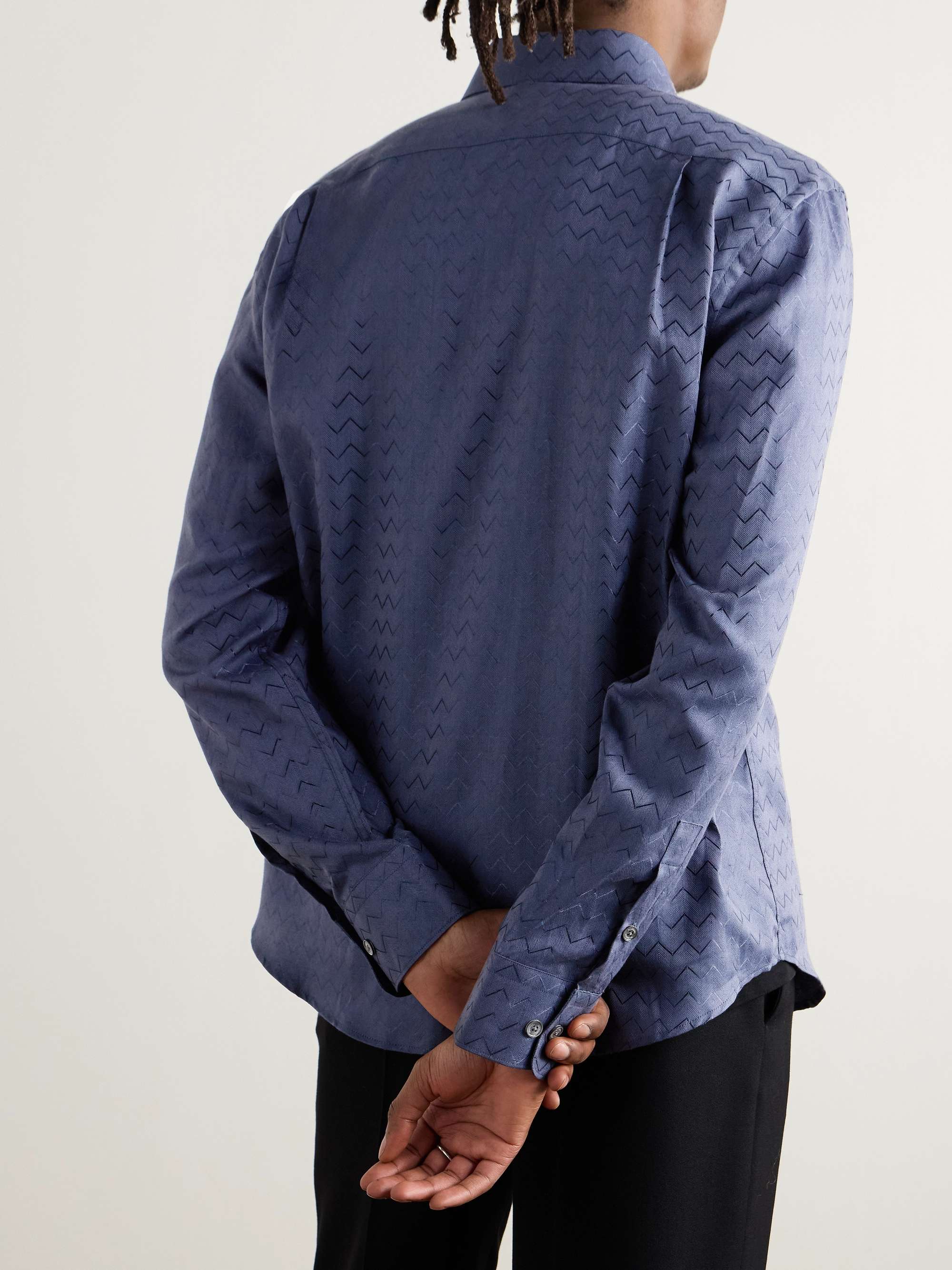 Striped Cotton-Blend Jacquard Shirt view