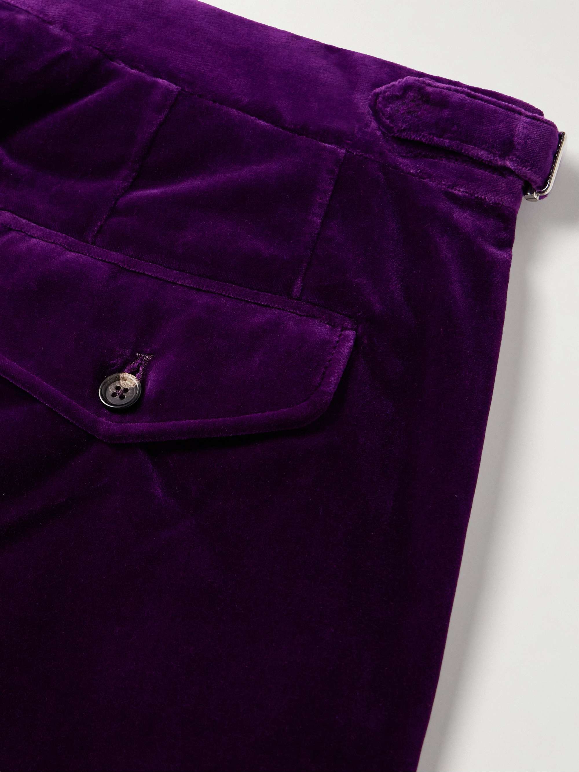 Showcase Straight-Leg Soutache-Trimmed Cotton-Velvet Suit Trousers view