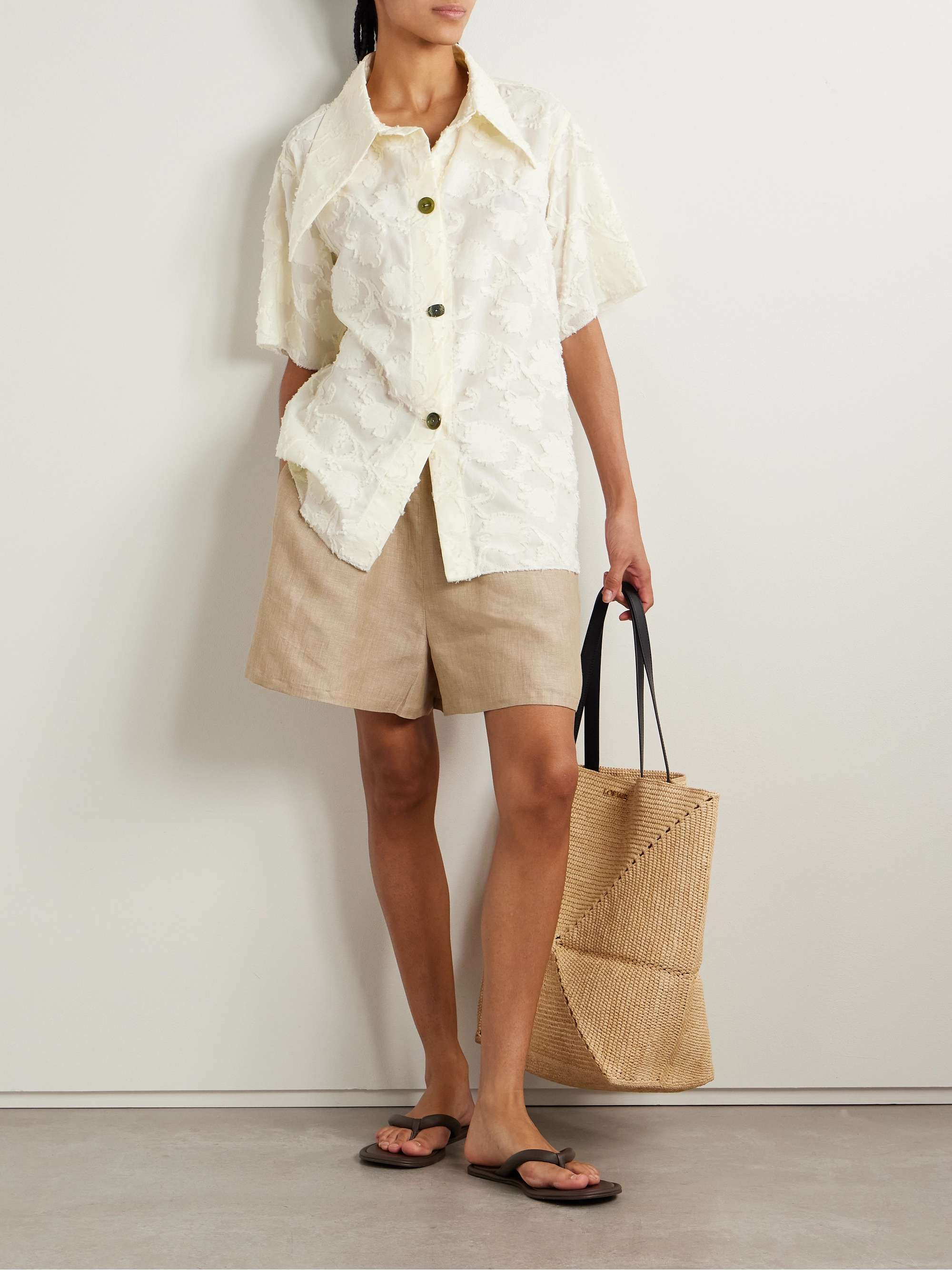 Oversized fil coupé cotton shirt view