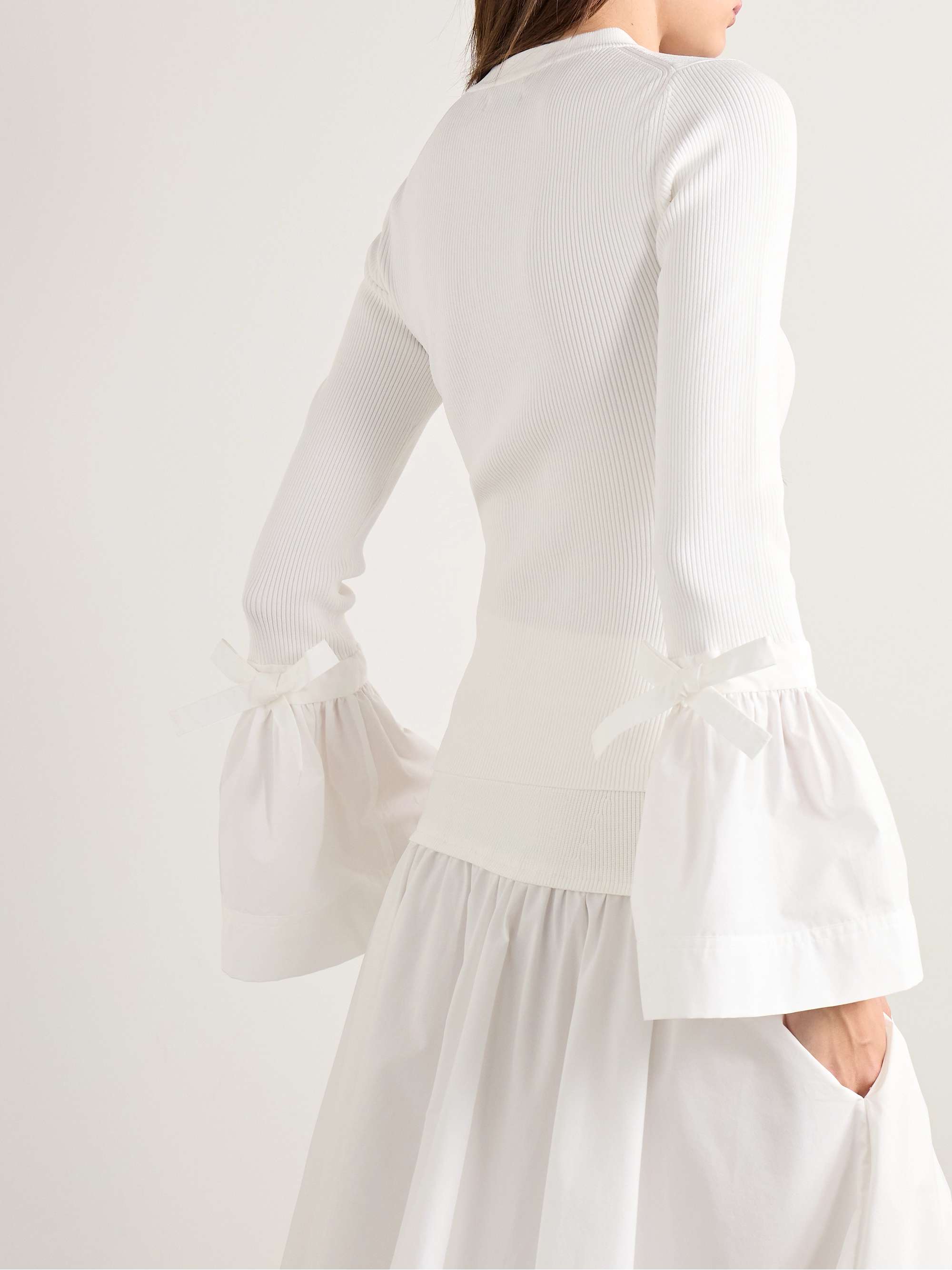 Agata poplin-trimmed ribbed-knit top view