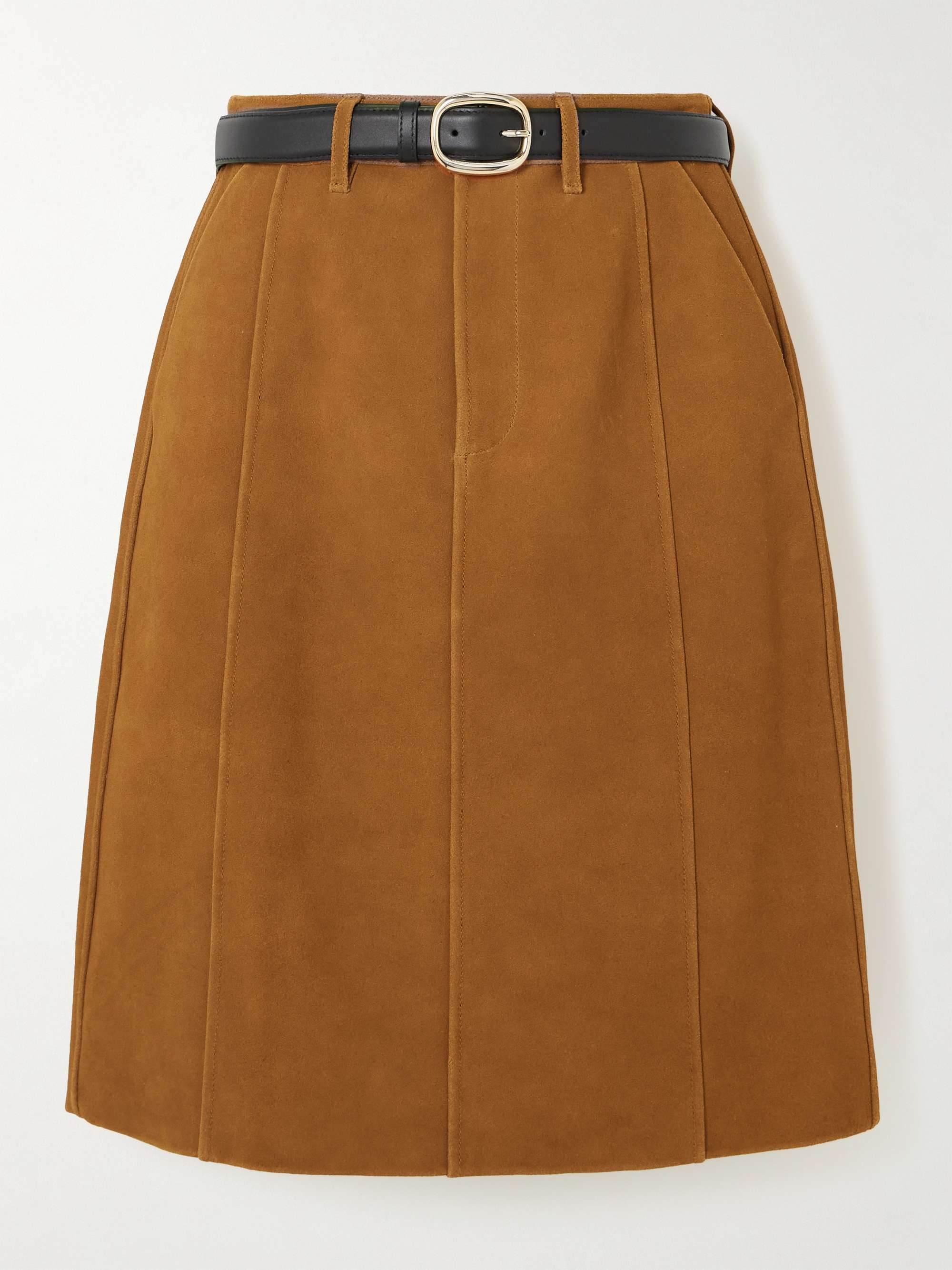 Belted paneled suede  skirt hero visual