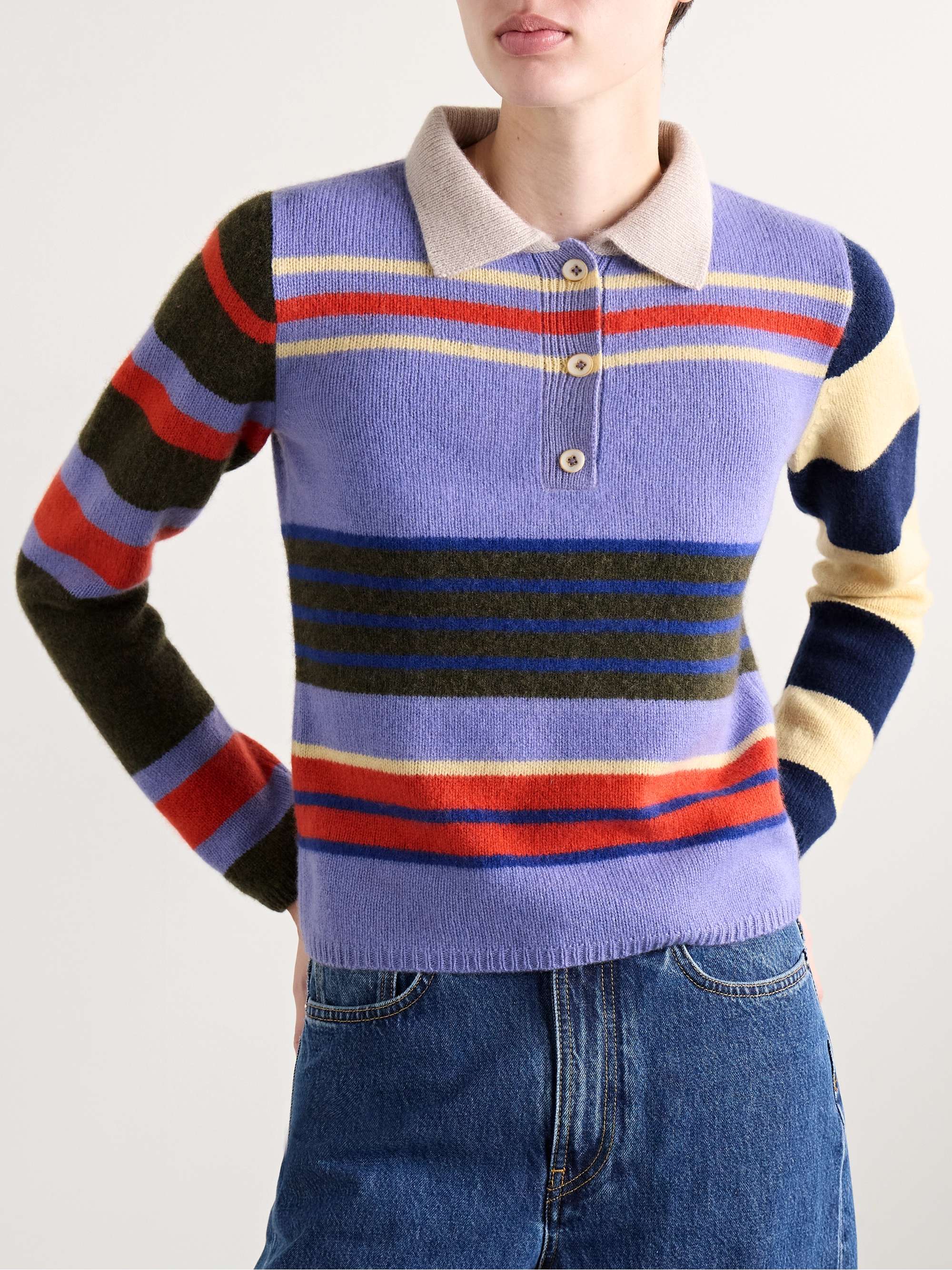 Chaos striped cashmere polo sweater view