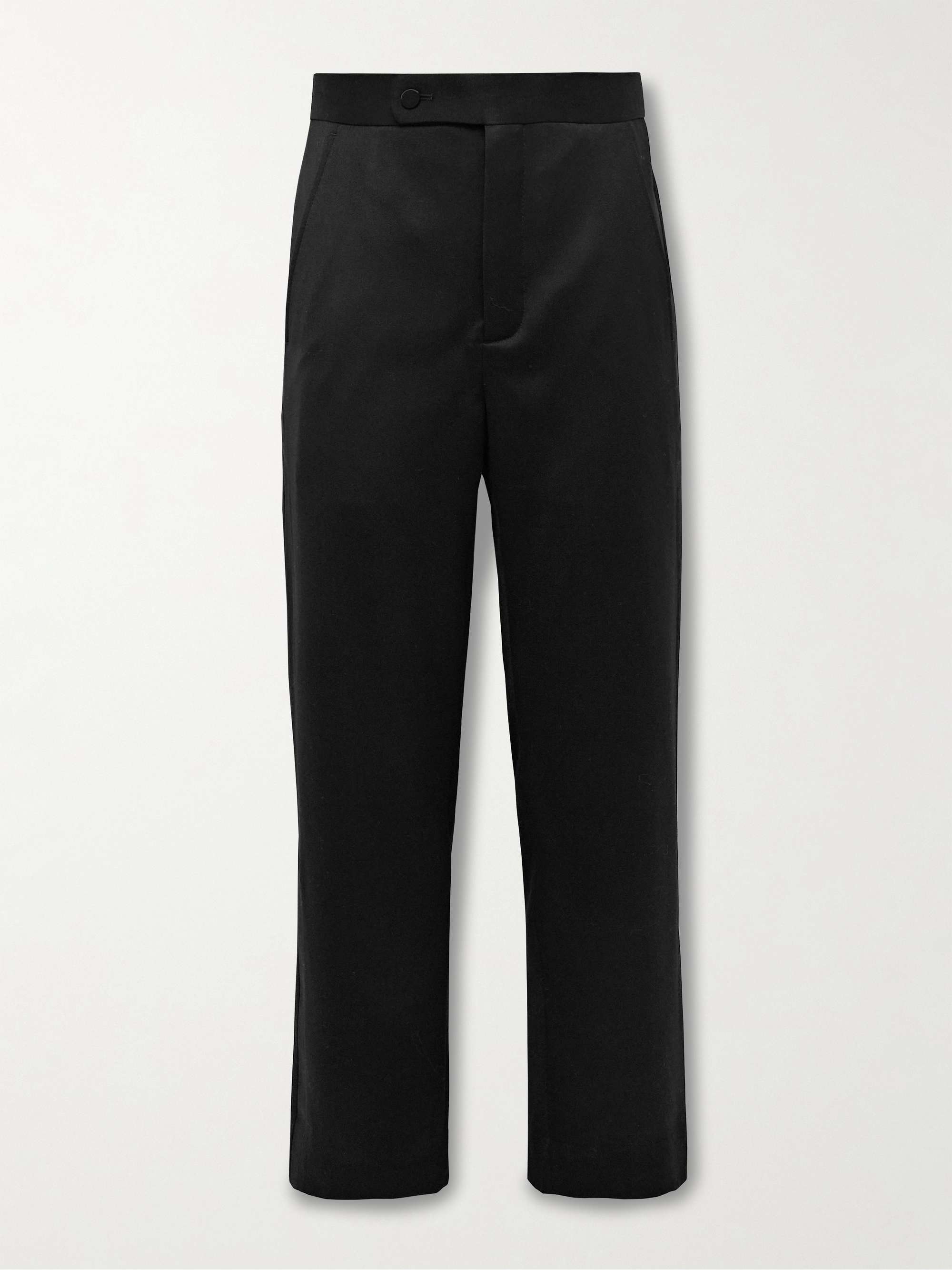Straight-Leg Satin-Trimmed Wool Barathea Tuxedo Trousers hero visual