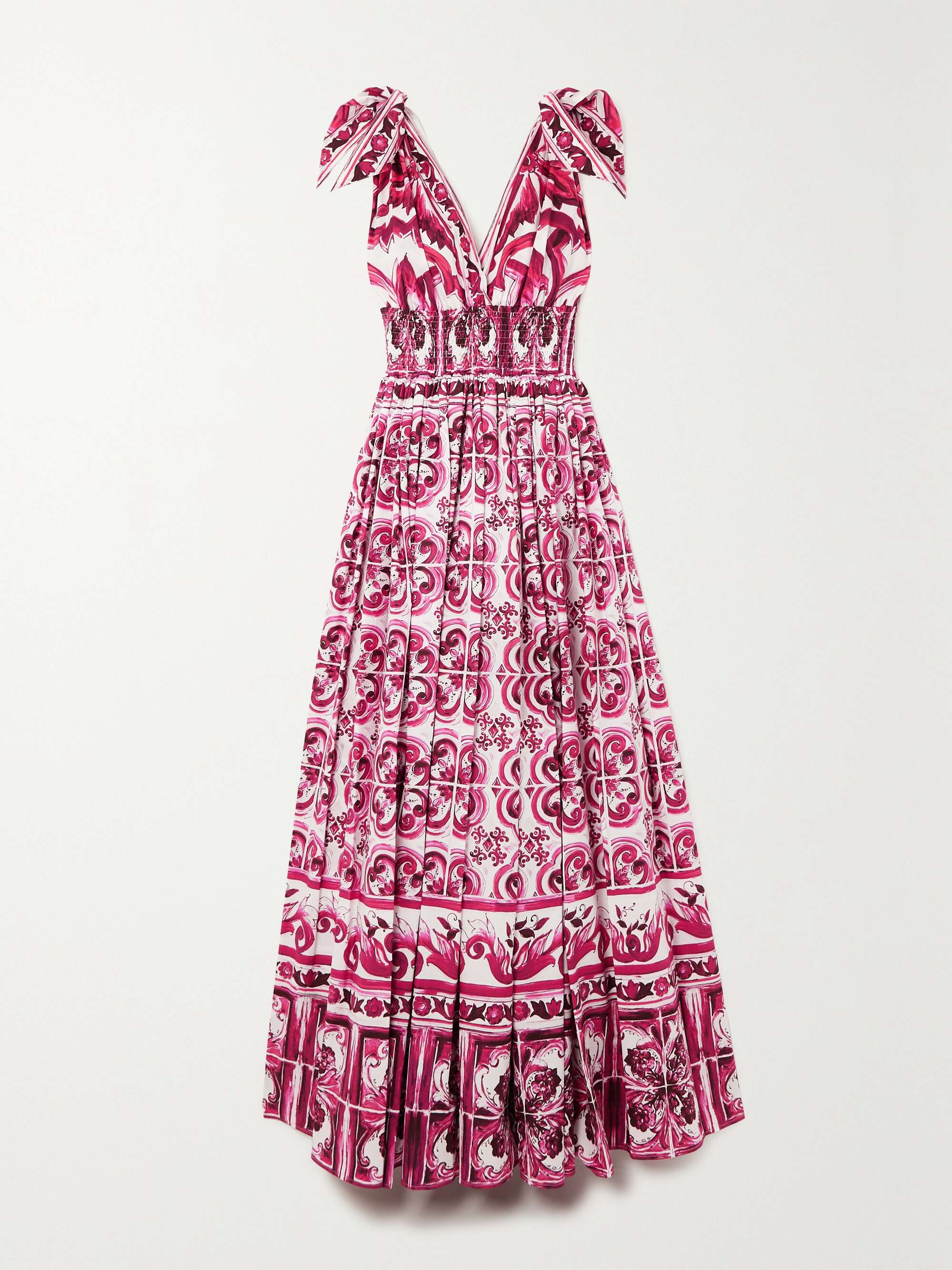 Maiolica pleated printed cotton-poplin gown hero visual