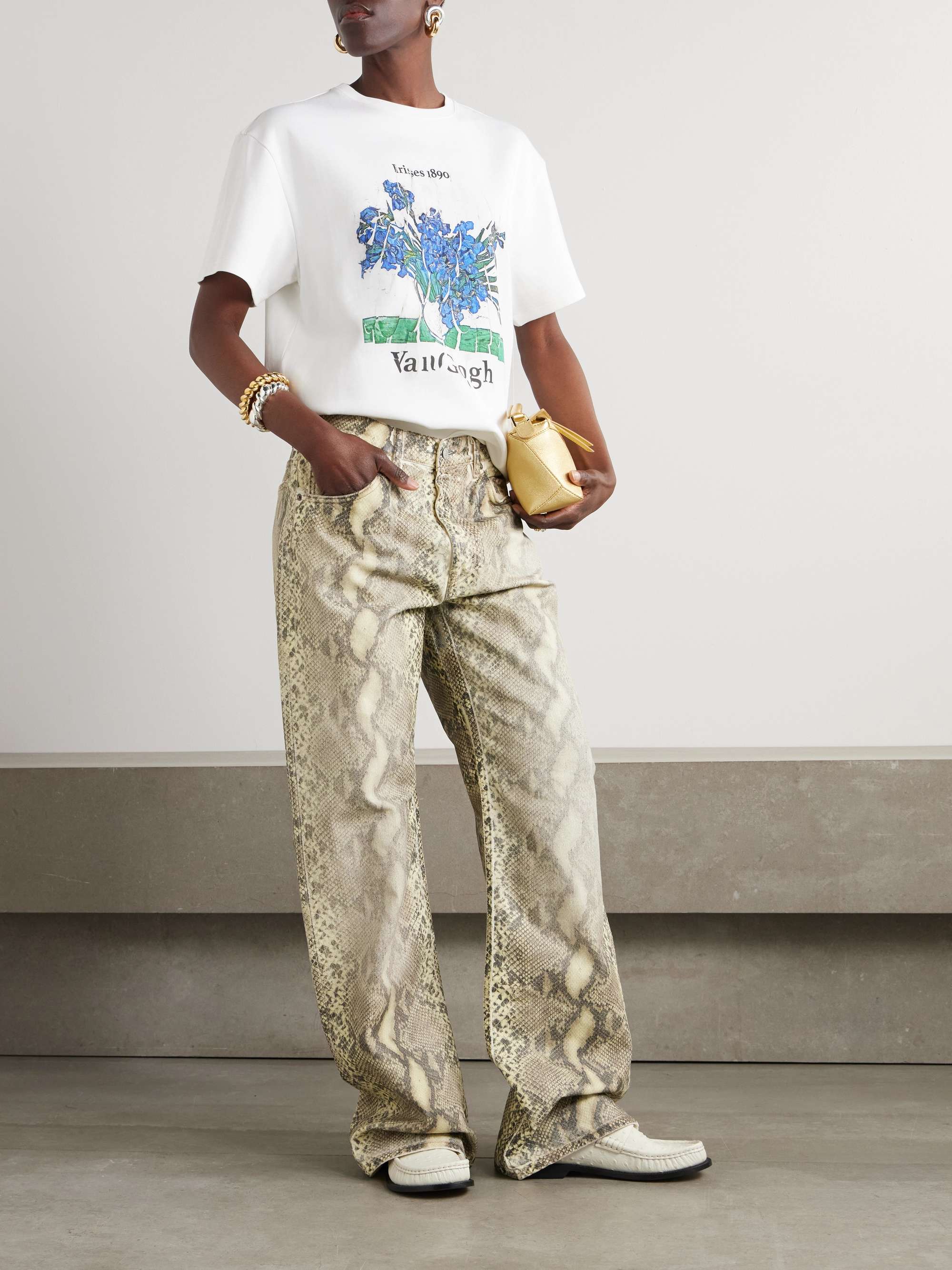 Printed cotton-blend jersey T-shirt view