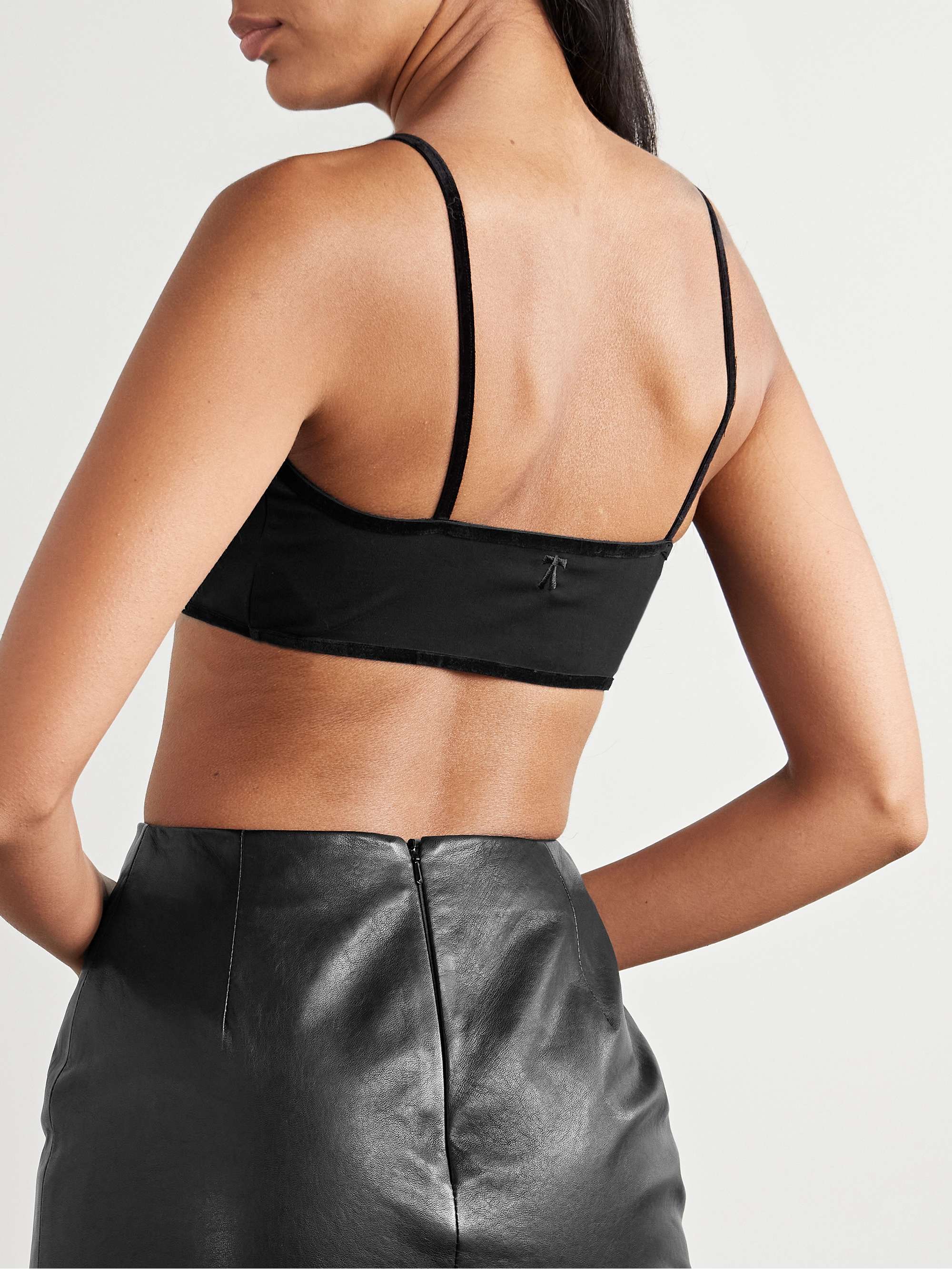 Chloe velvet-trimmed stretch-TENCEL™ Lyocell jersey bralette view