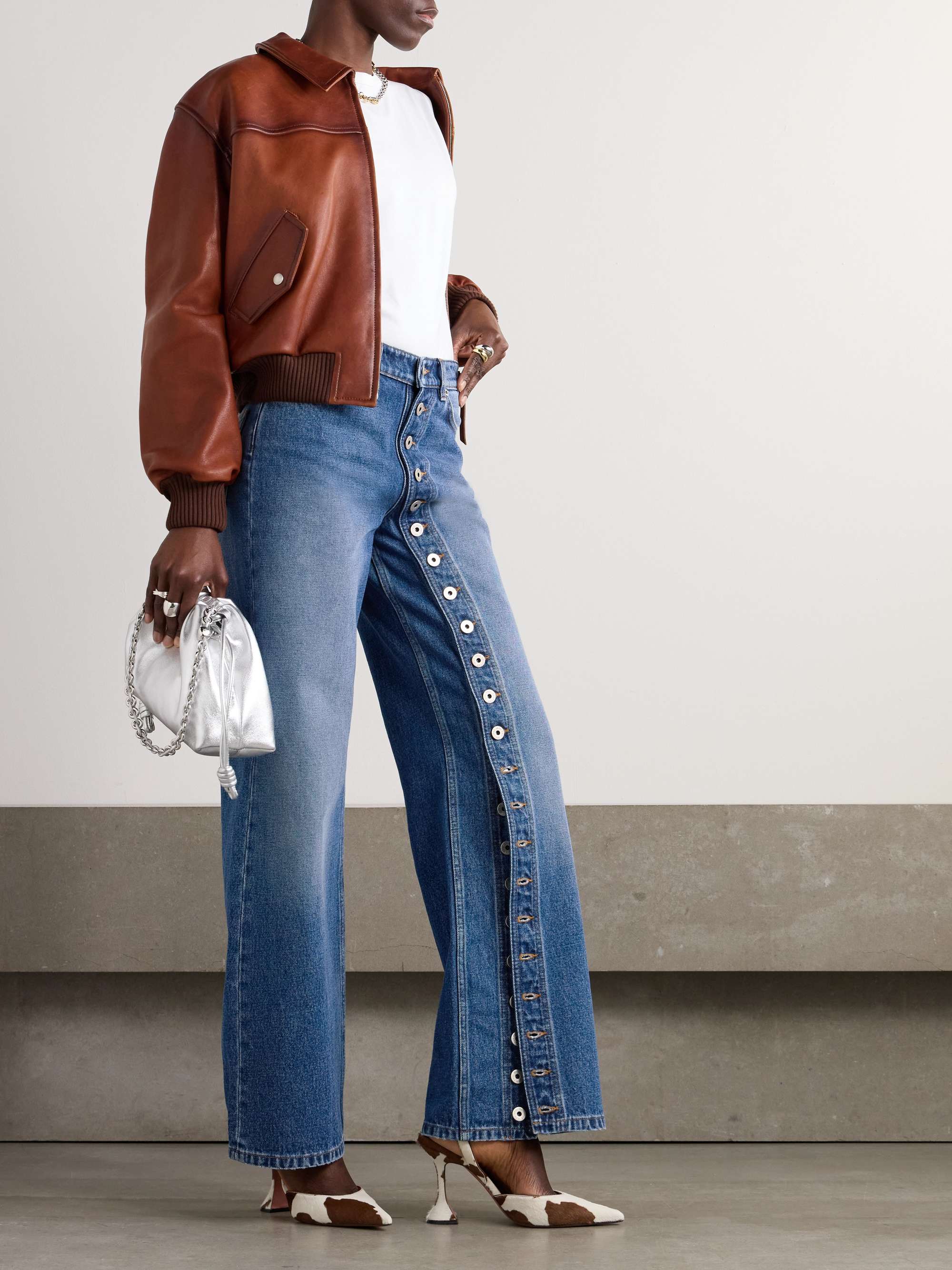 Haute Jeanerie embellished low-rise wide-leg jeans view