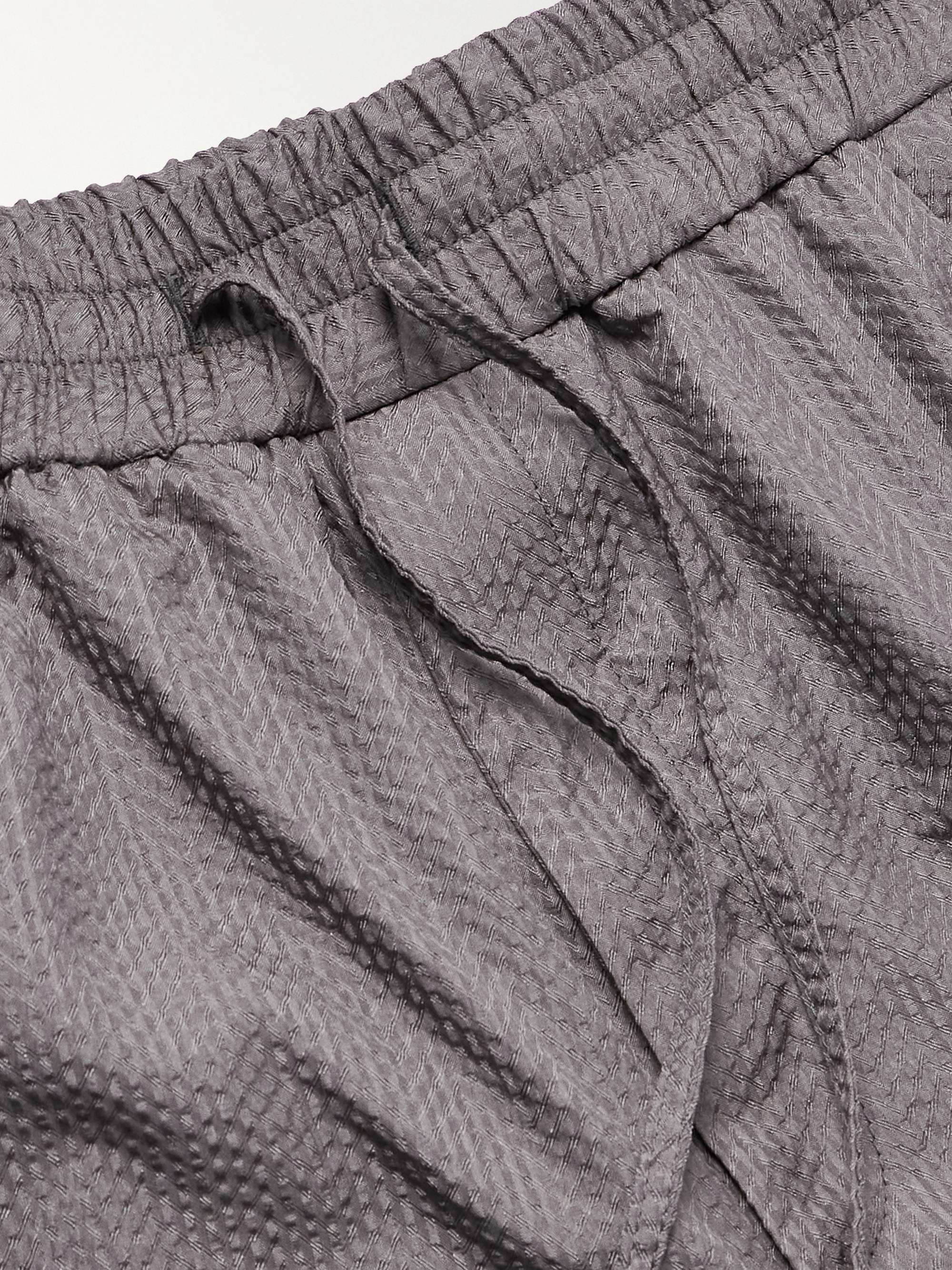 Asolo Straight-Leg Herringbone Silk-Seersucker Suit Trousers view