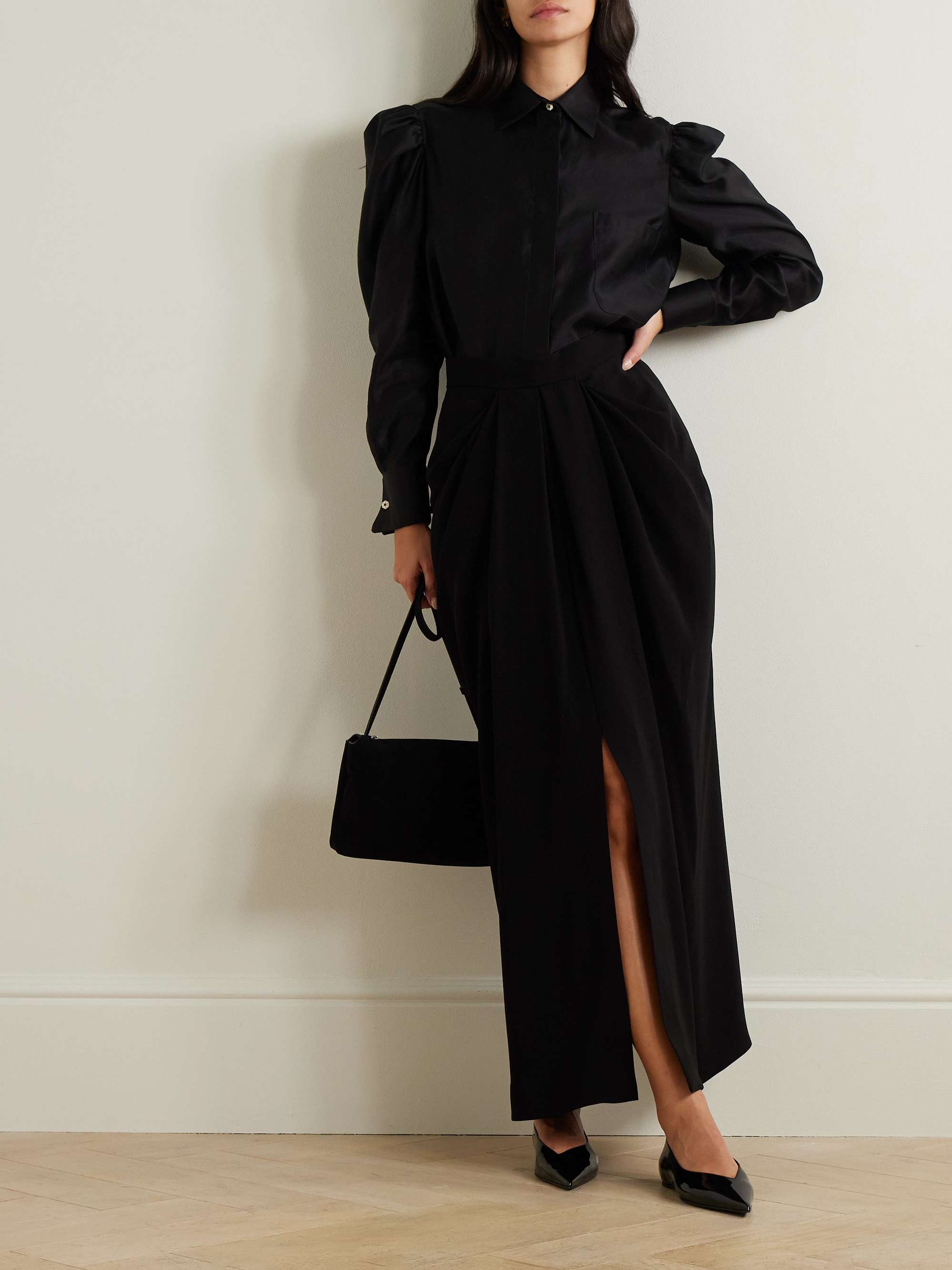 Ridente asymmetric draped jersey skirt view