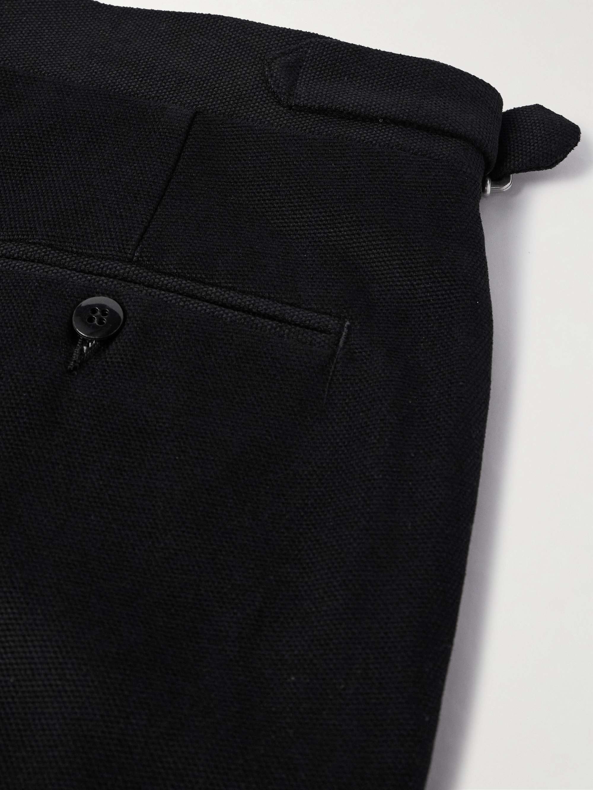Tapered Pleated Cotton-Canvas Trousers view