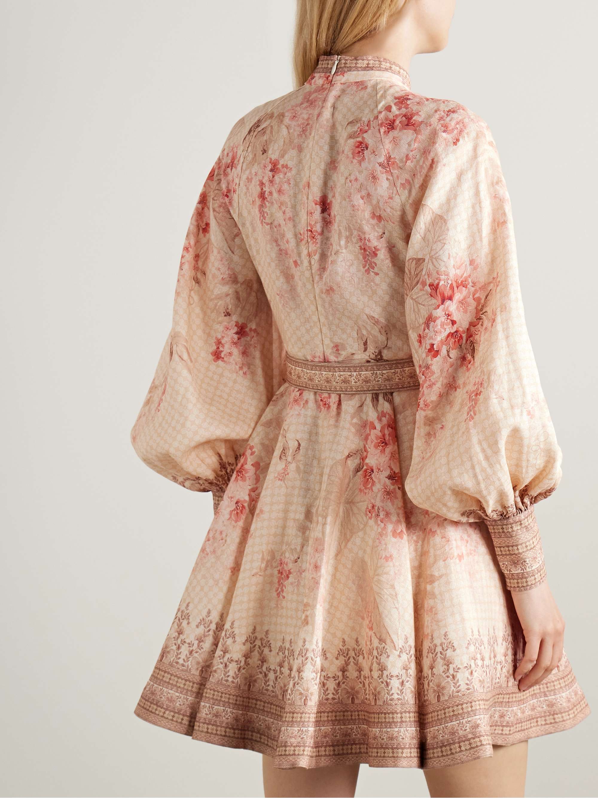 Illuminate belted printed linen mini dress view