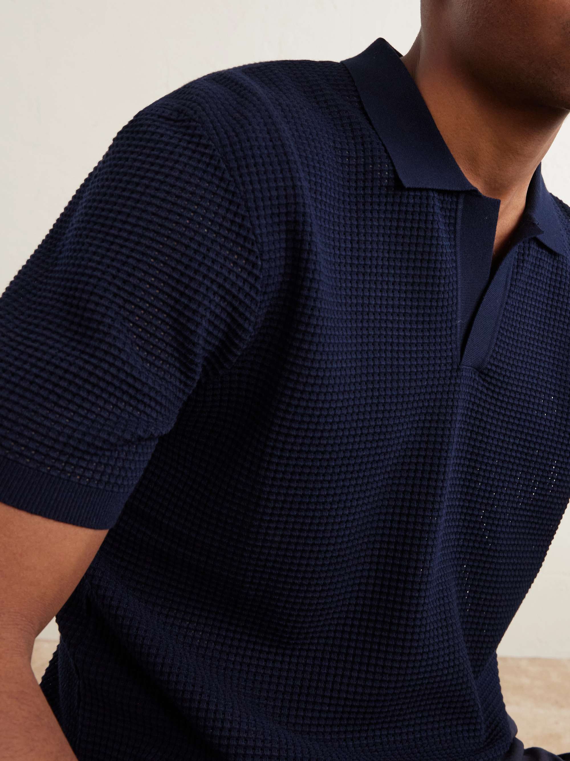 Roddy Slim-Fit Camp-Collar Pointelle-Knit Polo Shirt view