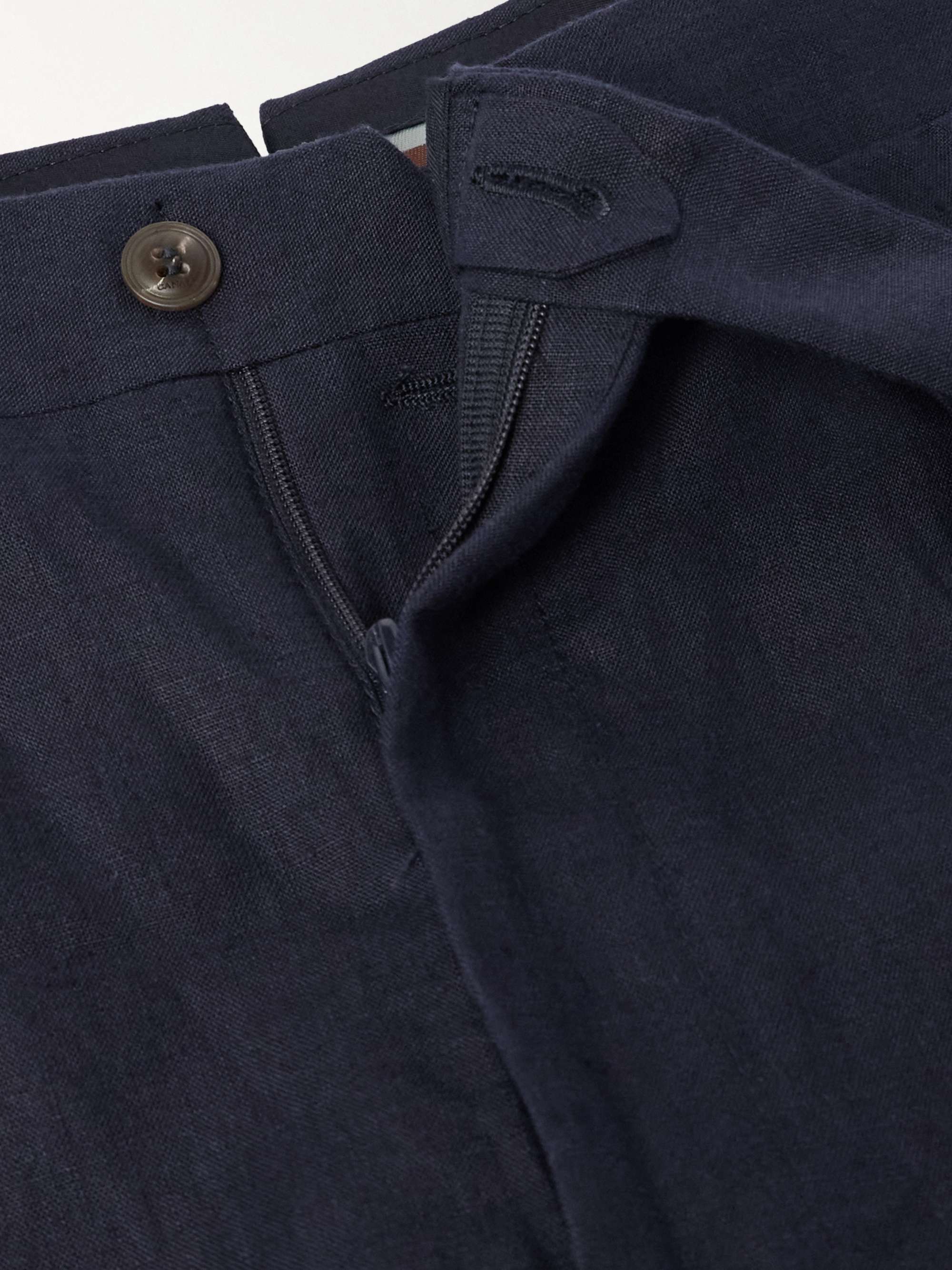 Slim-Fit Straight-Leg Pleated Garment-Dyed Linen Trousers view