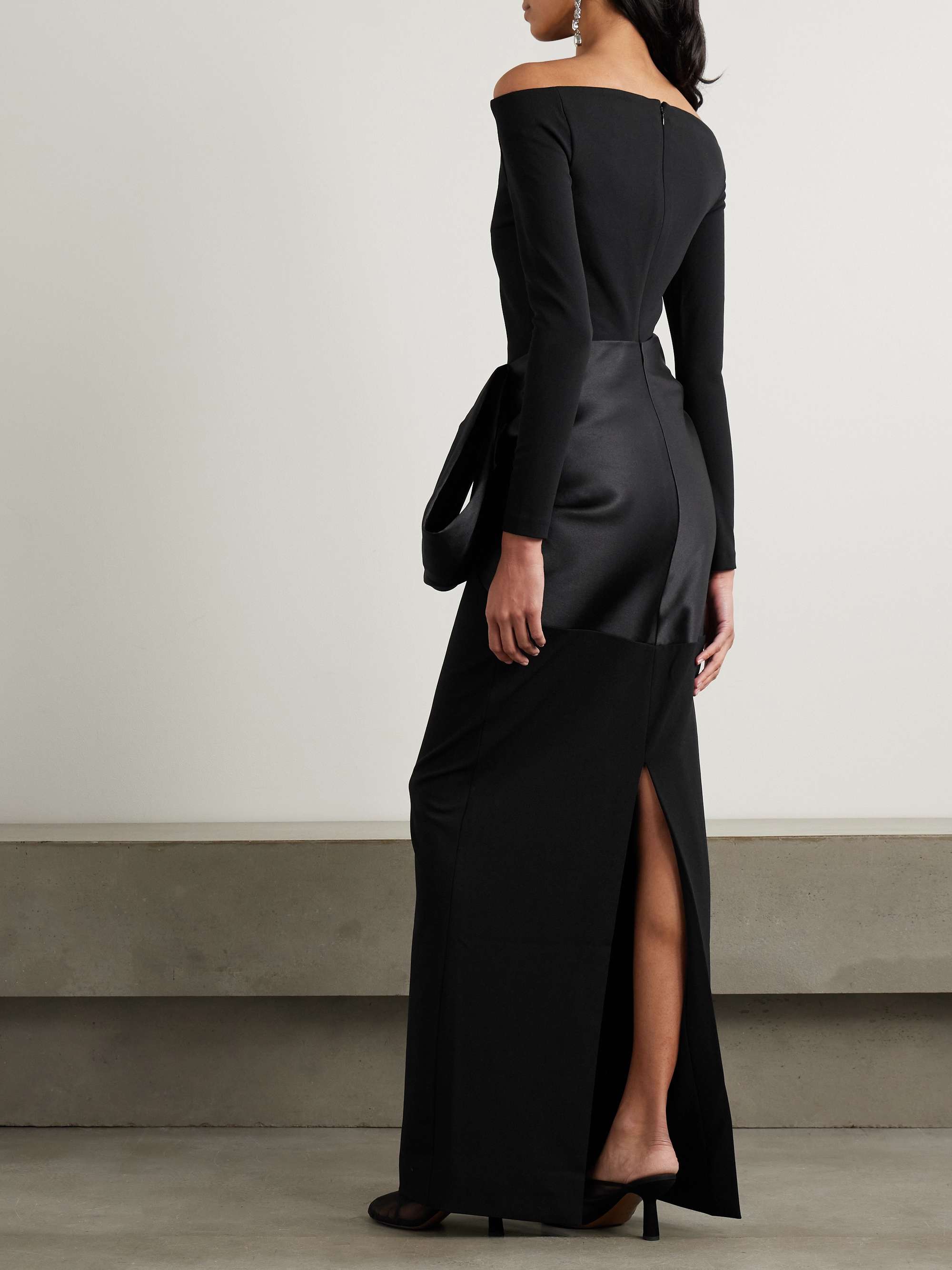 Kori off-the-shoulder faille-trimmed crepe gown view