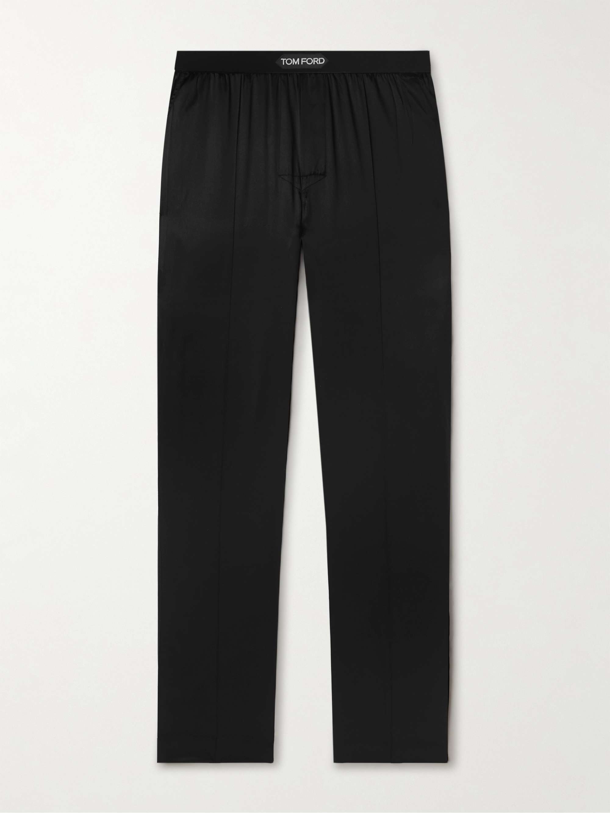 Velvet-Trimmed Stretch-Silk Satin Pyjama Trousers hero visual