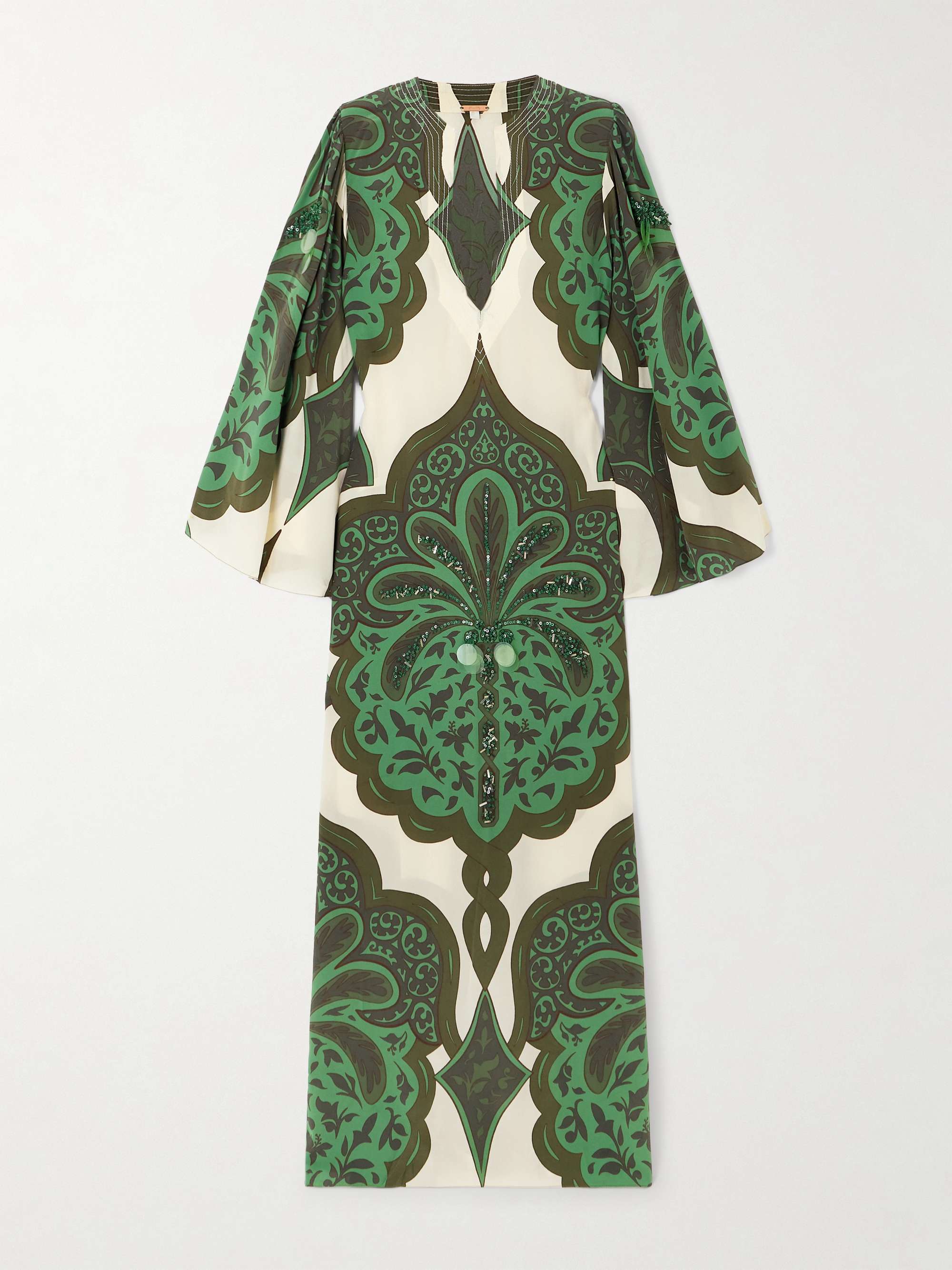 Landscapes embellished printed silk crepe de chine maxi dress hero visual