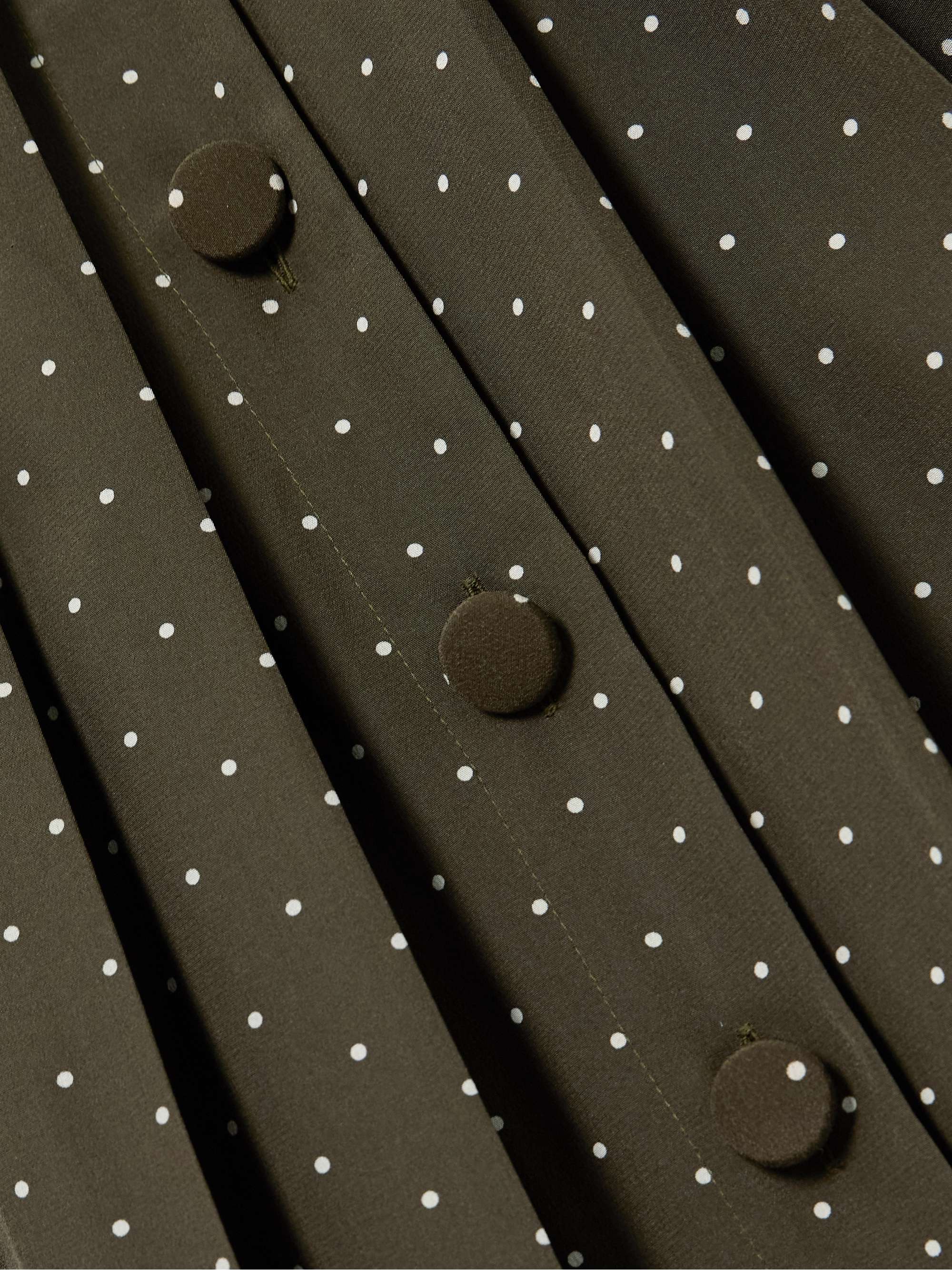 Bow-detailed polka-dot silk crepe de chine midi dress view