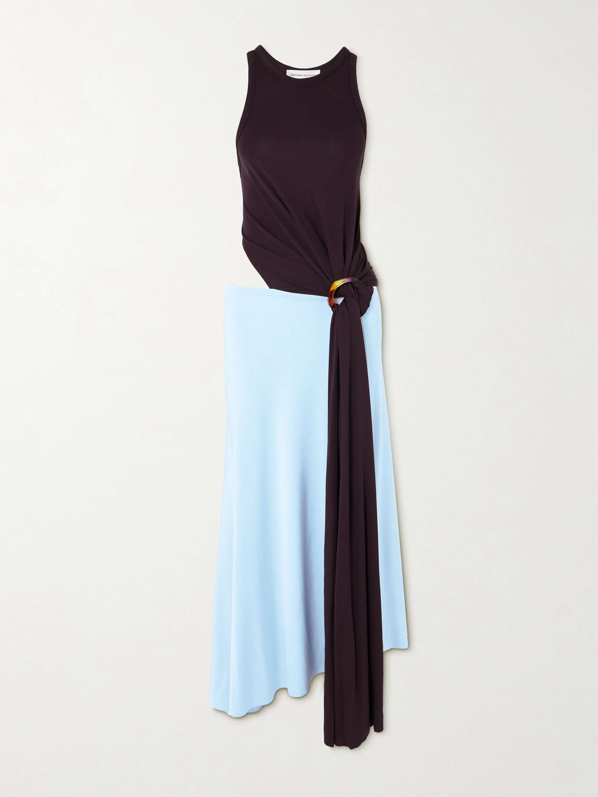Embellished two-tone cutout jersey midi dress hero visual
