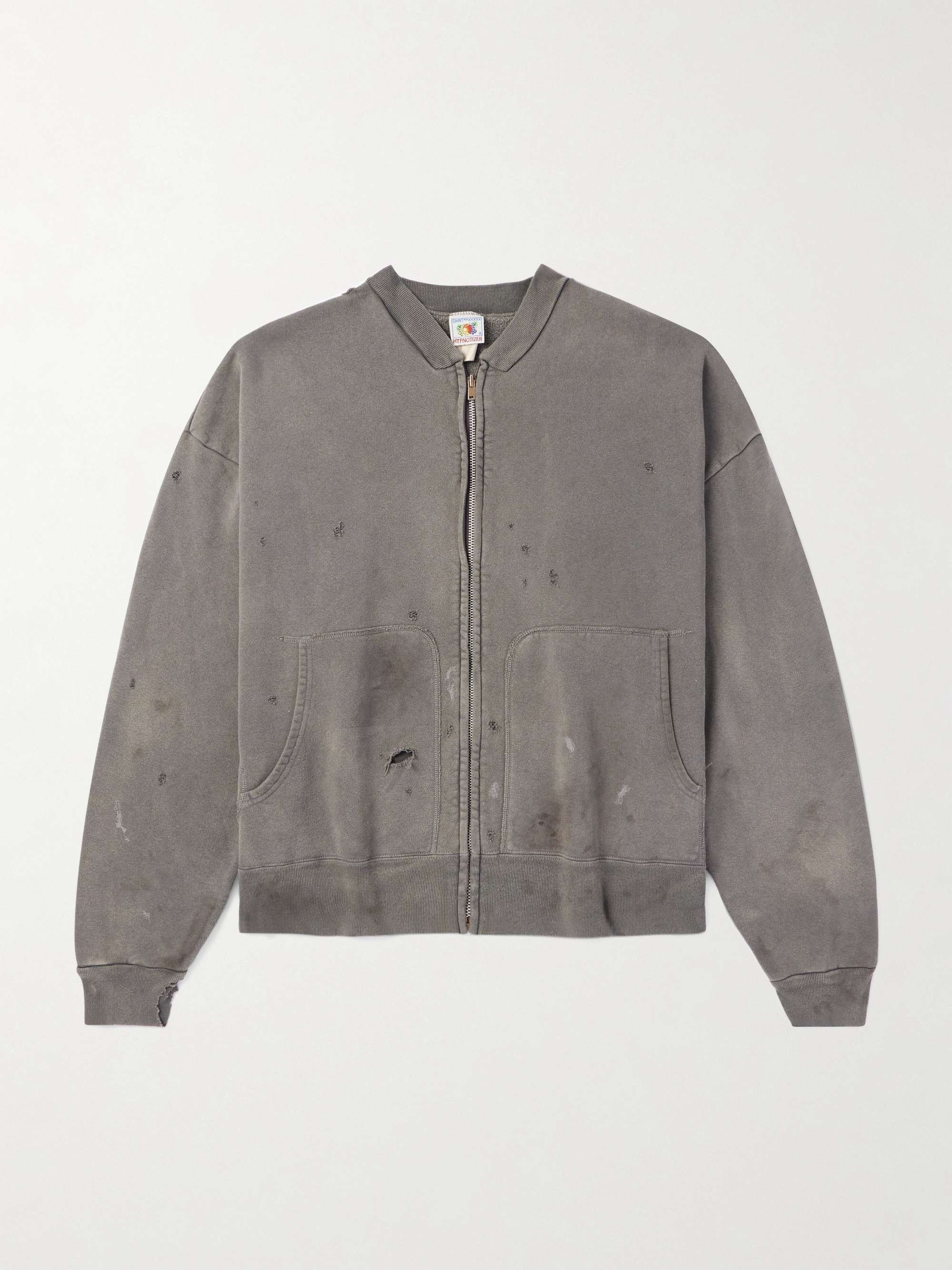 Distressed Cotton-Jersey Bomber Jacket hero visual
