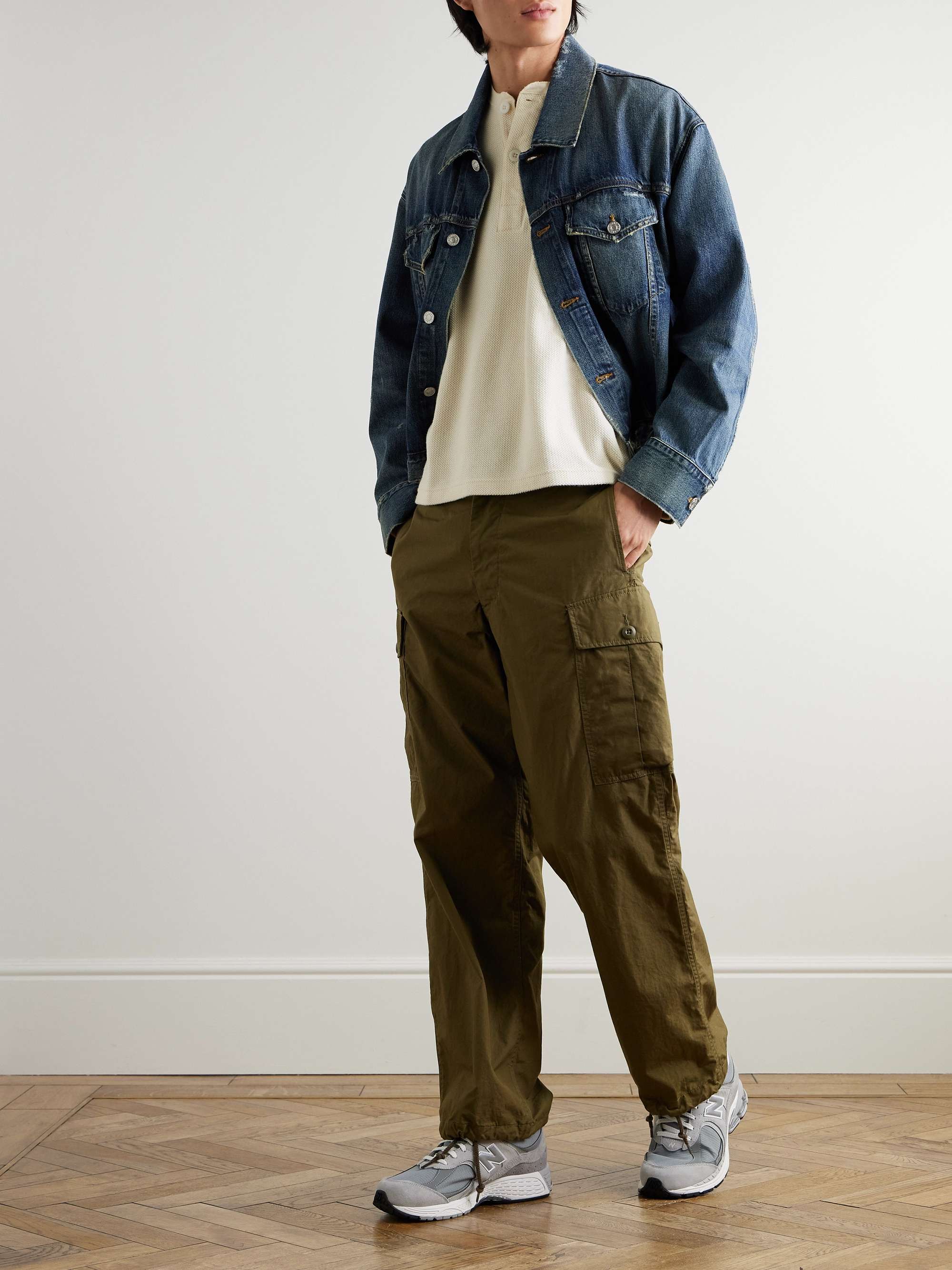 Waffle-Knit Cotton Henley T-Shirt view