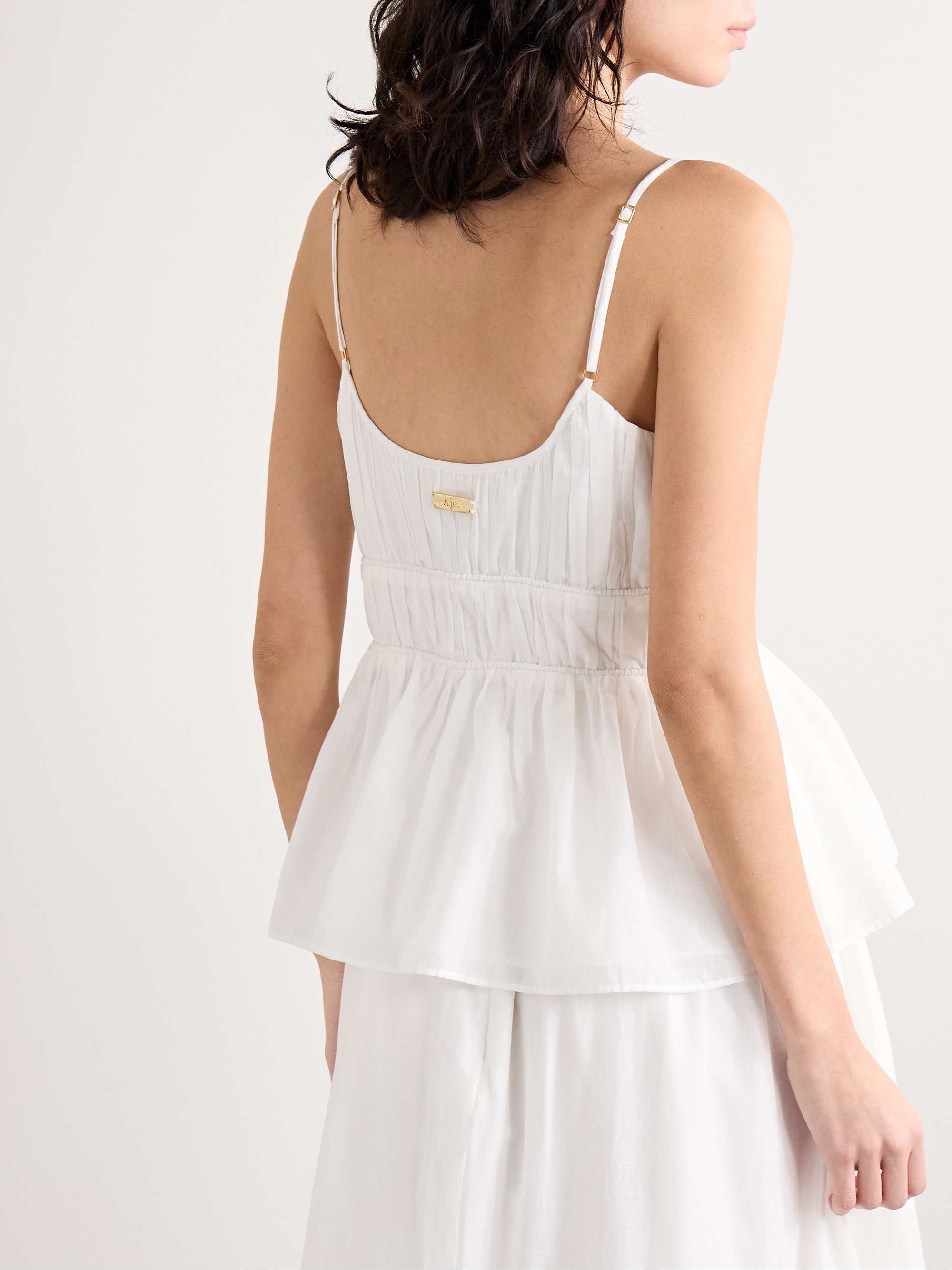 Acapella gathered cotton-voile peplum top view