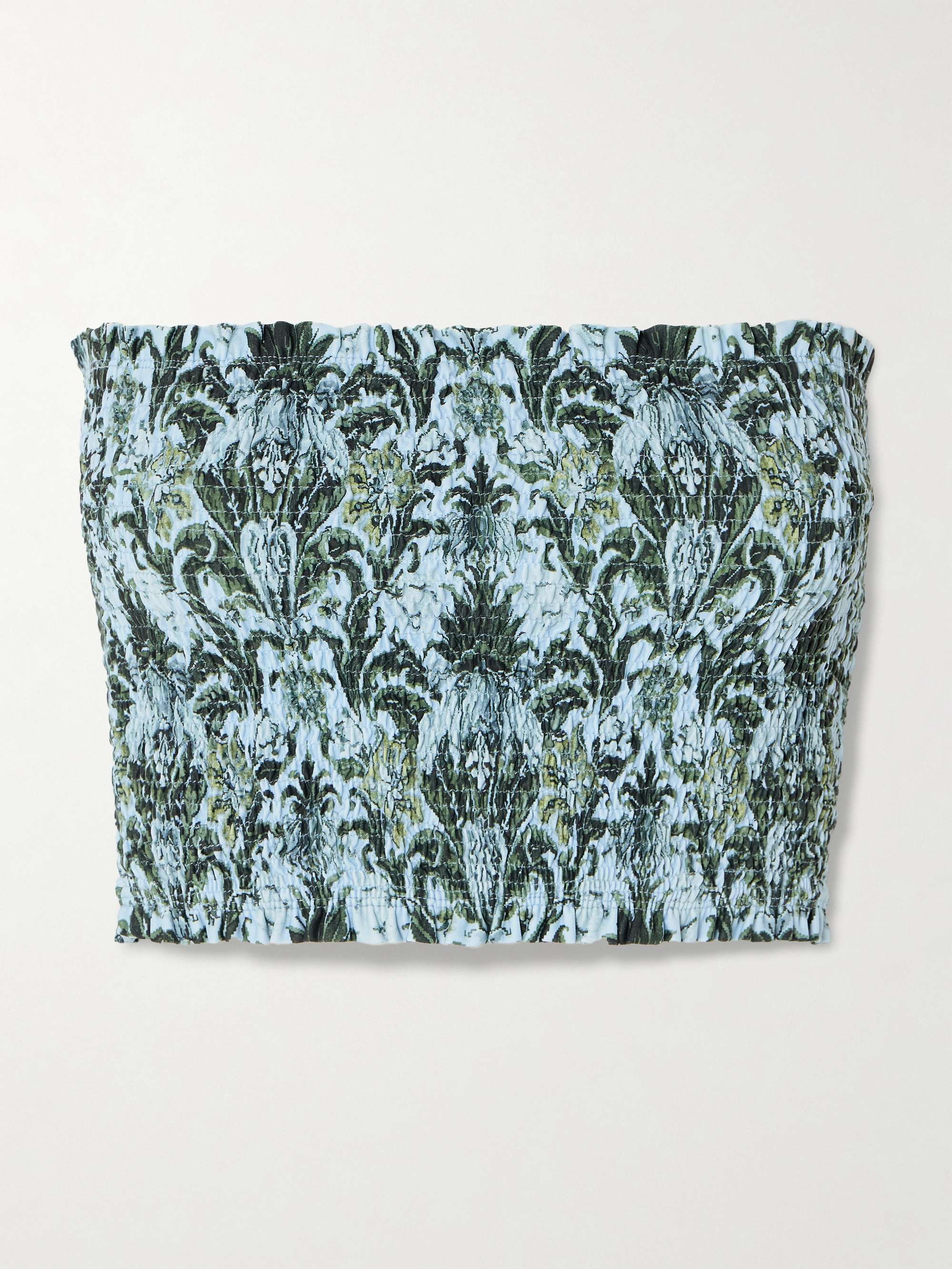 Elisa shirred printed recycled bikini top hero visual