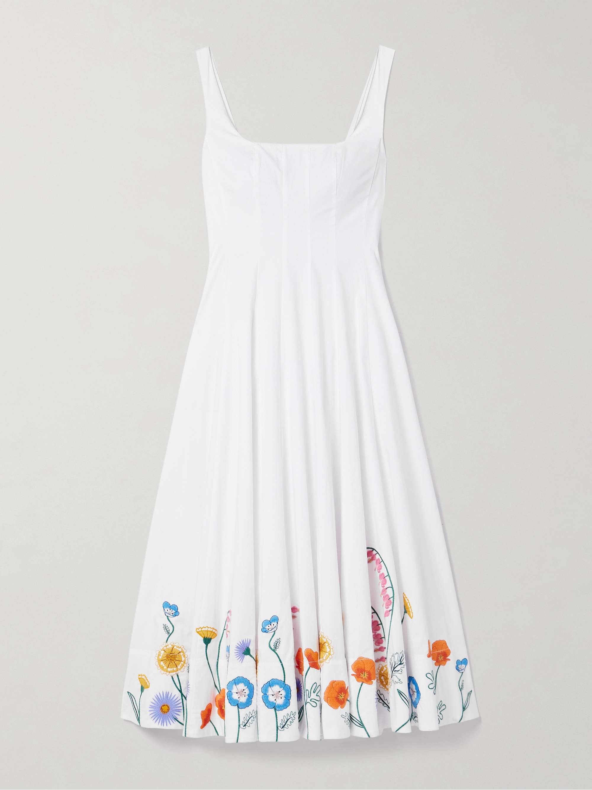 Wells pleated embroidered cotton-blend poplin midi dress hero visual