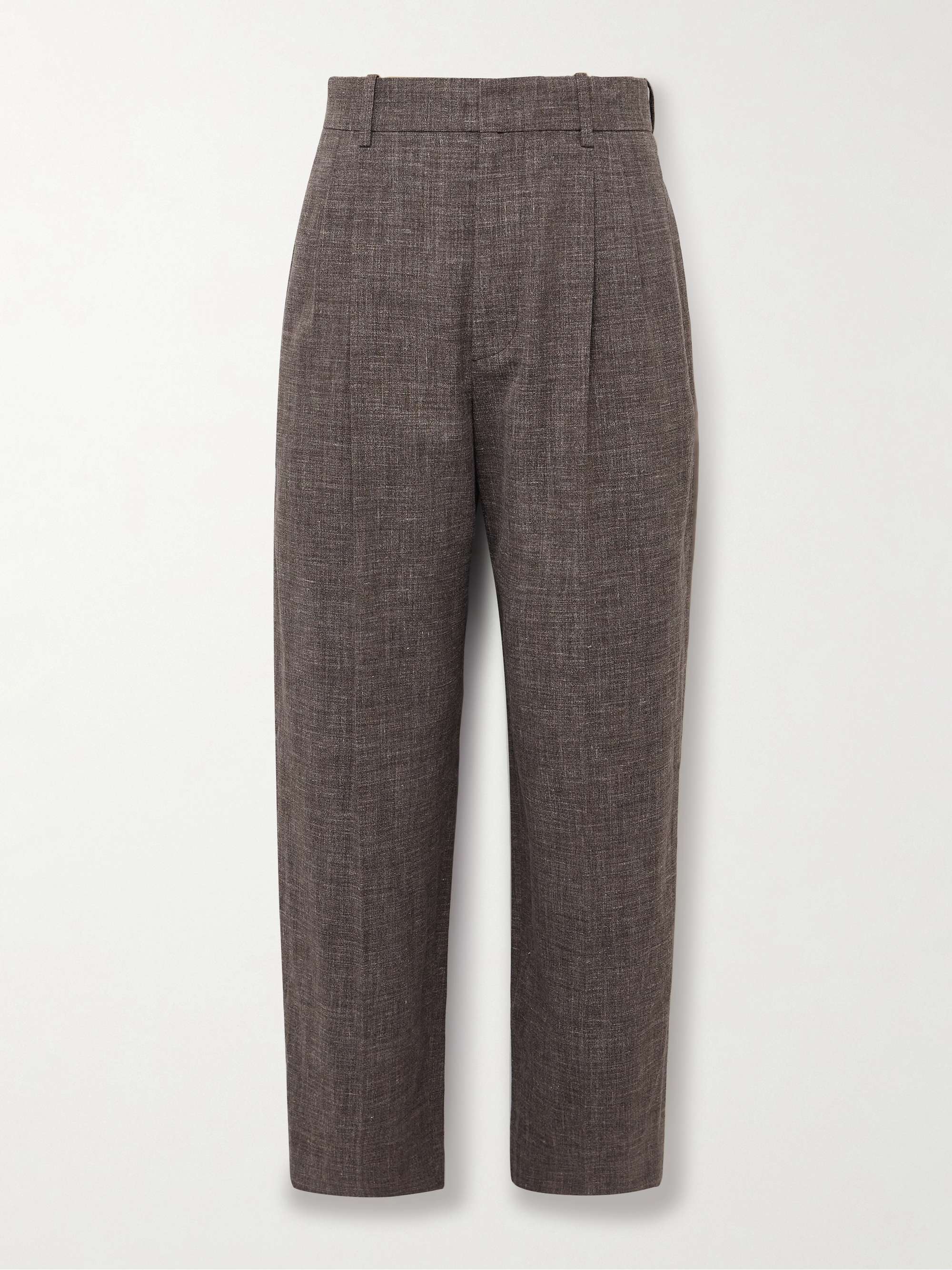 Silas Tapered Pleated Silk, Linen and Virgin Wool-Blend Trousers hero visual