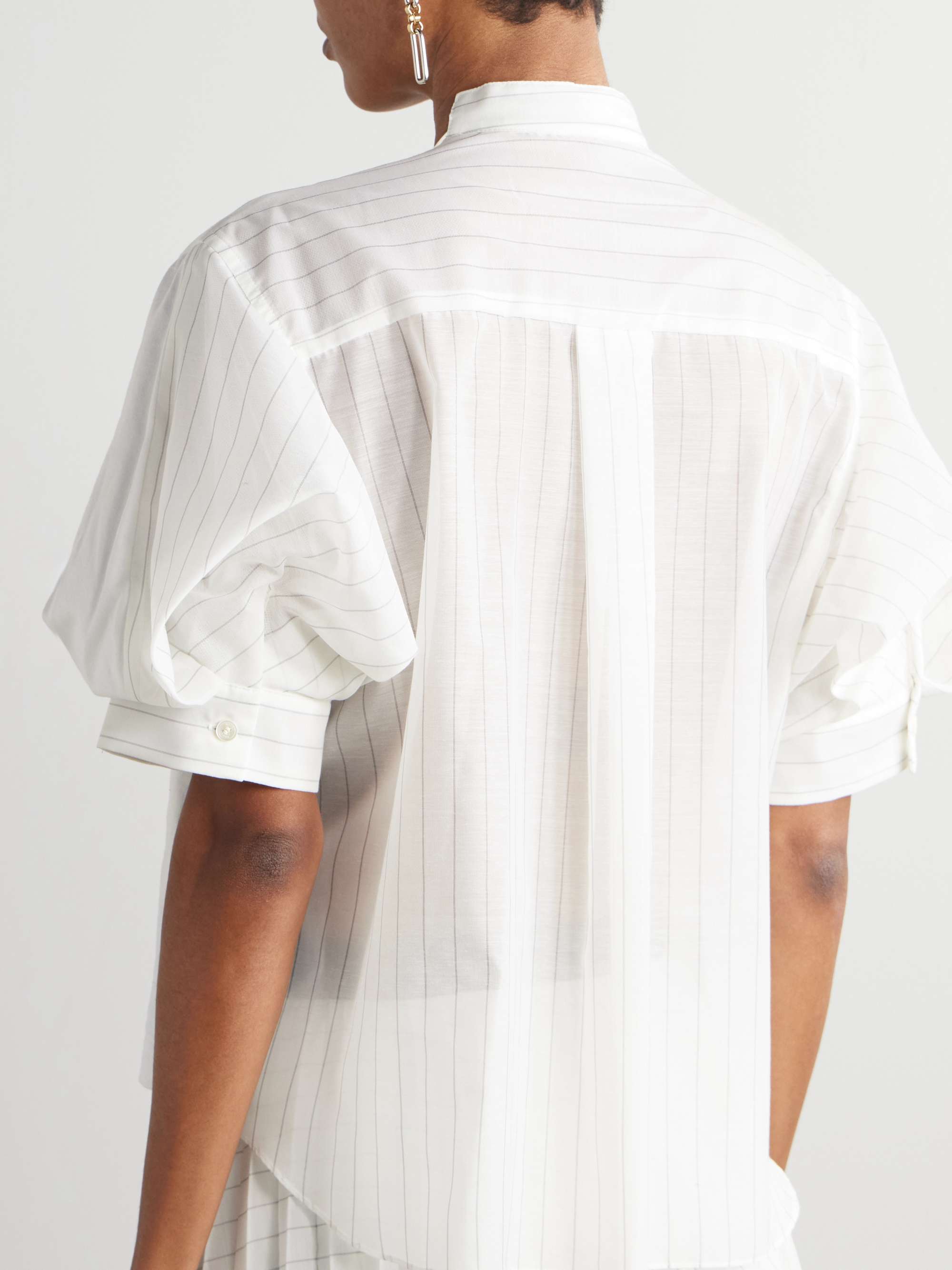 Cotton-jersey and striped voile top view