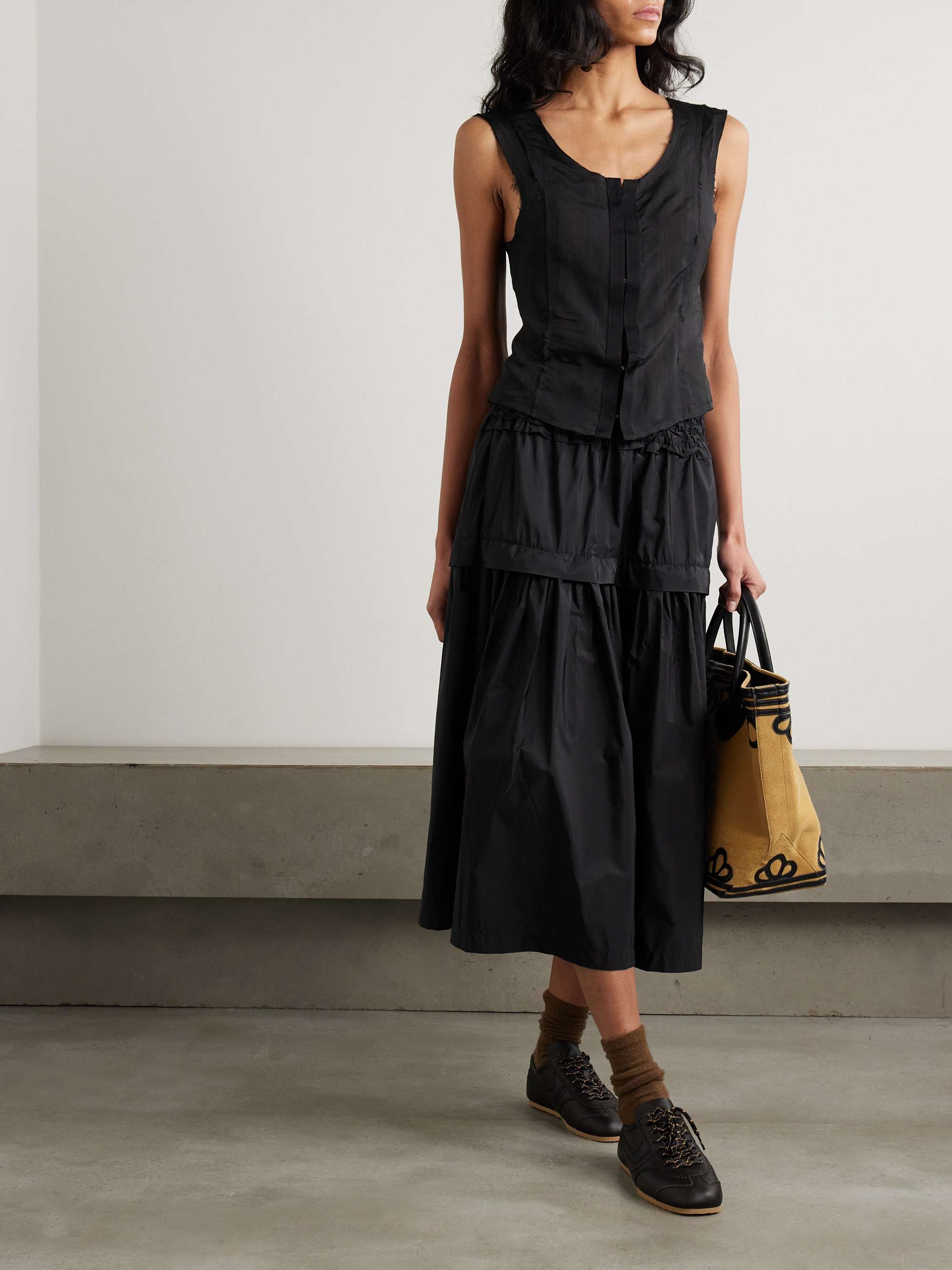 Frail frayed organza tank view