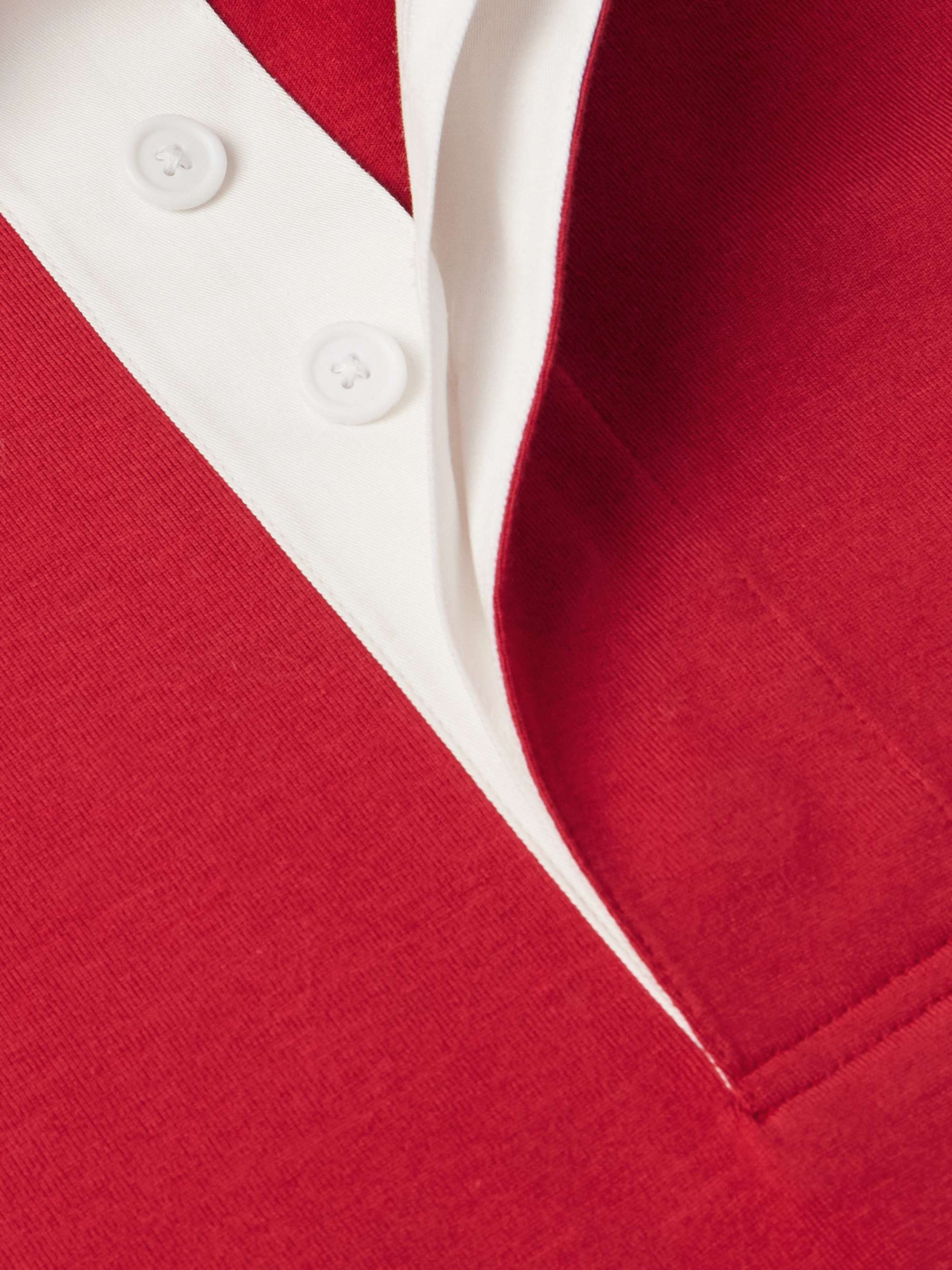 Logo-Appliquéd Striped Cotton-Jersey Polo Shirt view