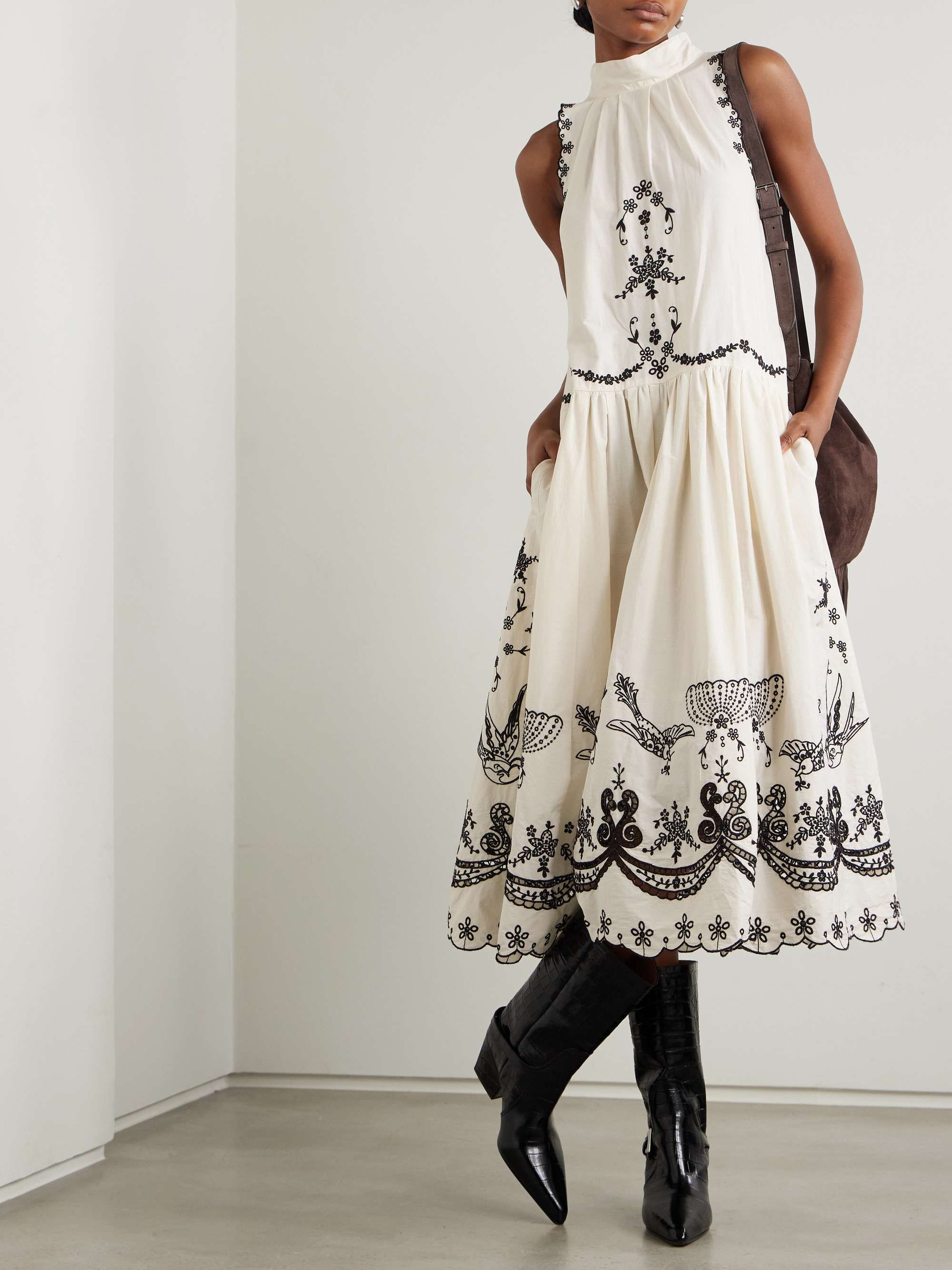 Kingsley embroidered cotton midi dress view