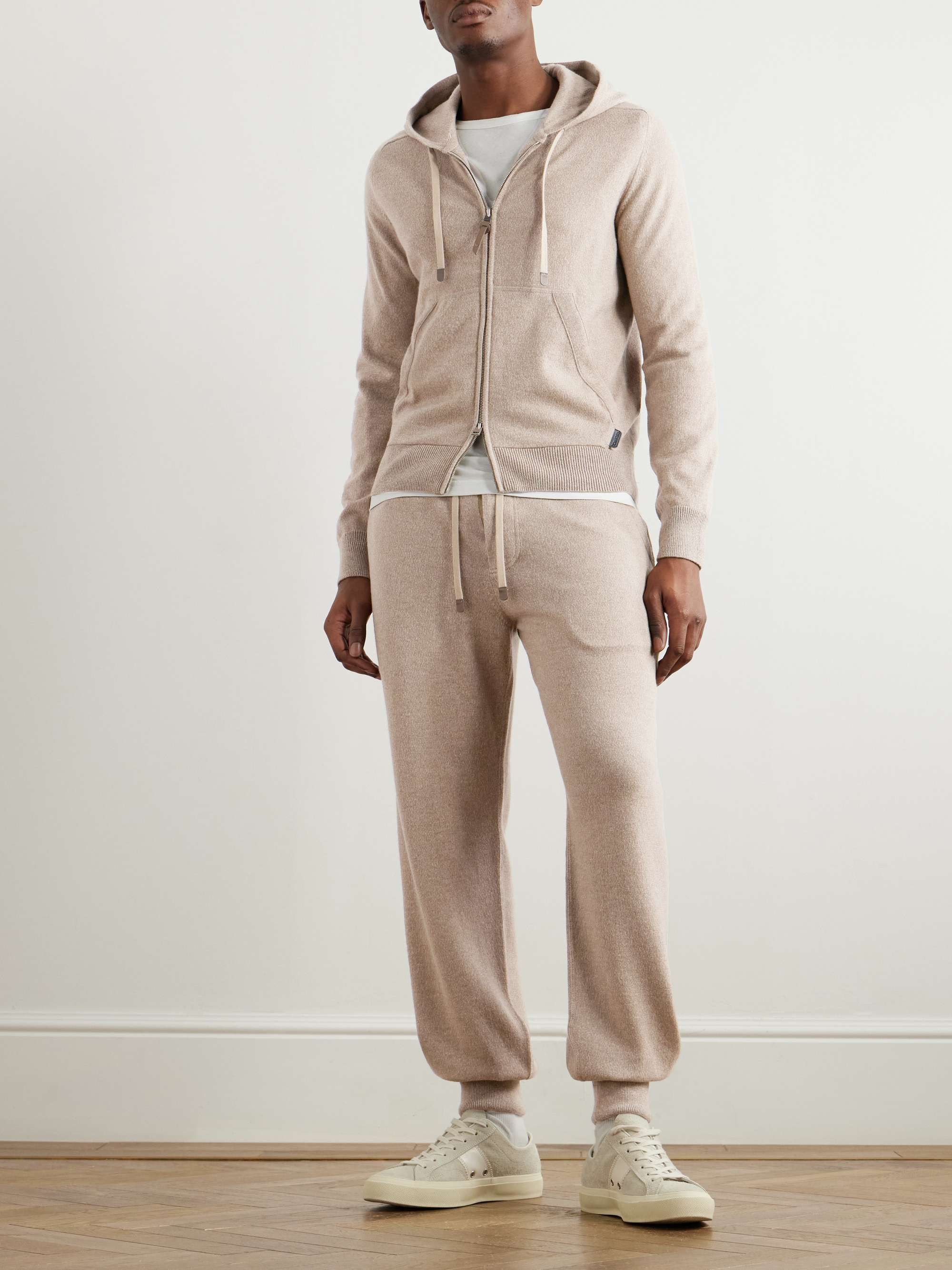 Tapered Cashmere and Wool-Blend Track Pants view