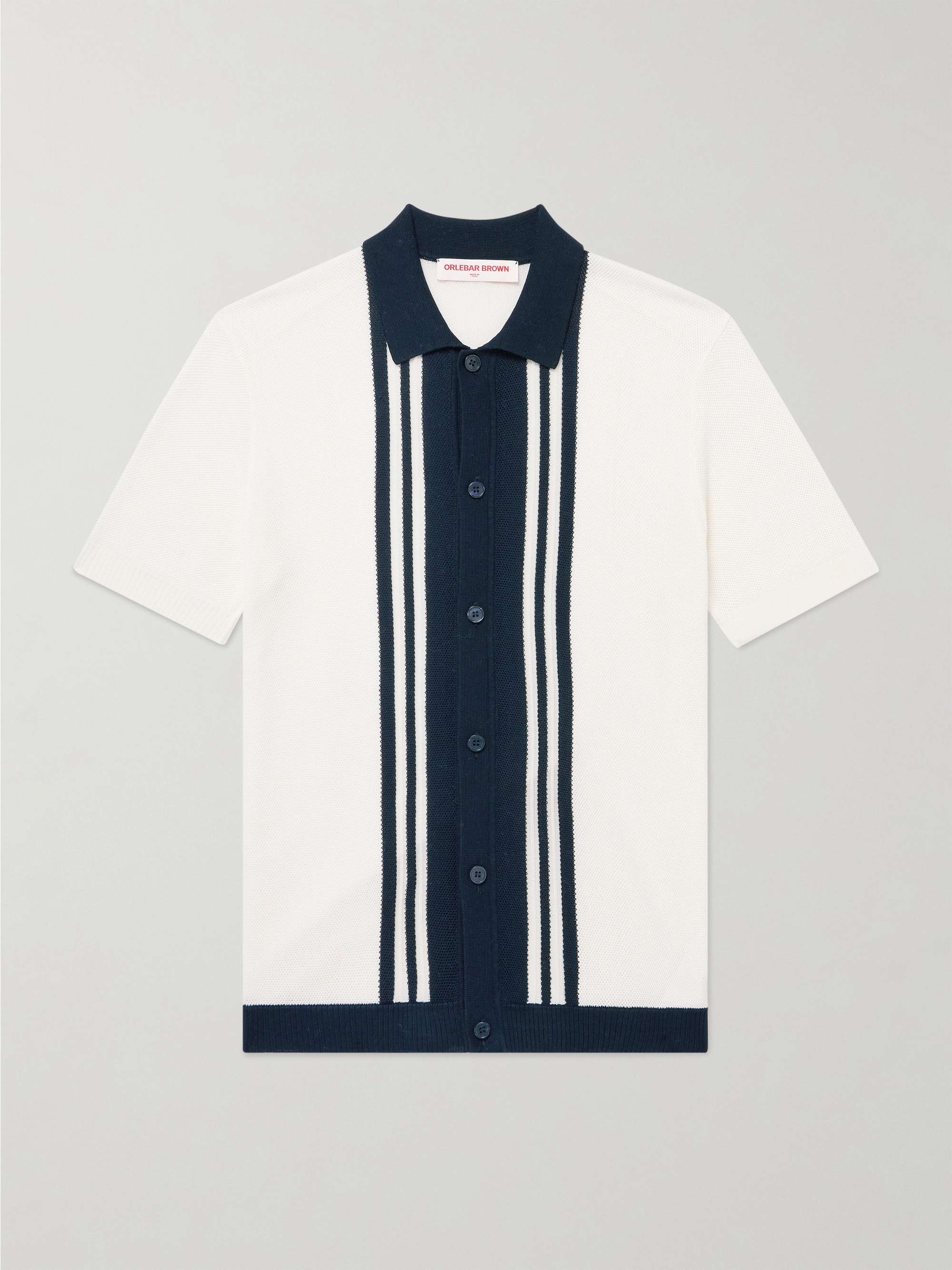 Tiernan Striped Mercerised Organic Cotton Piqué Shirt hero visual