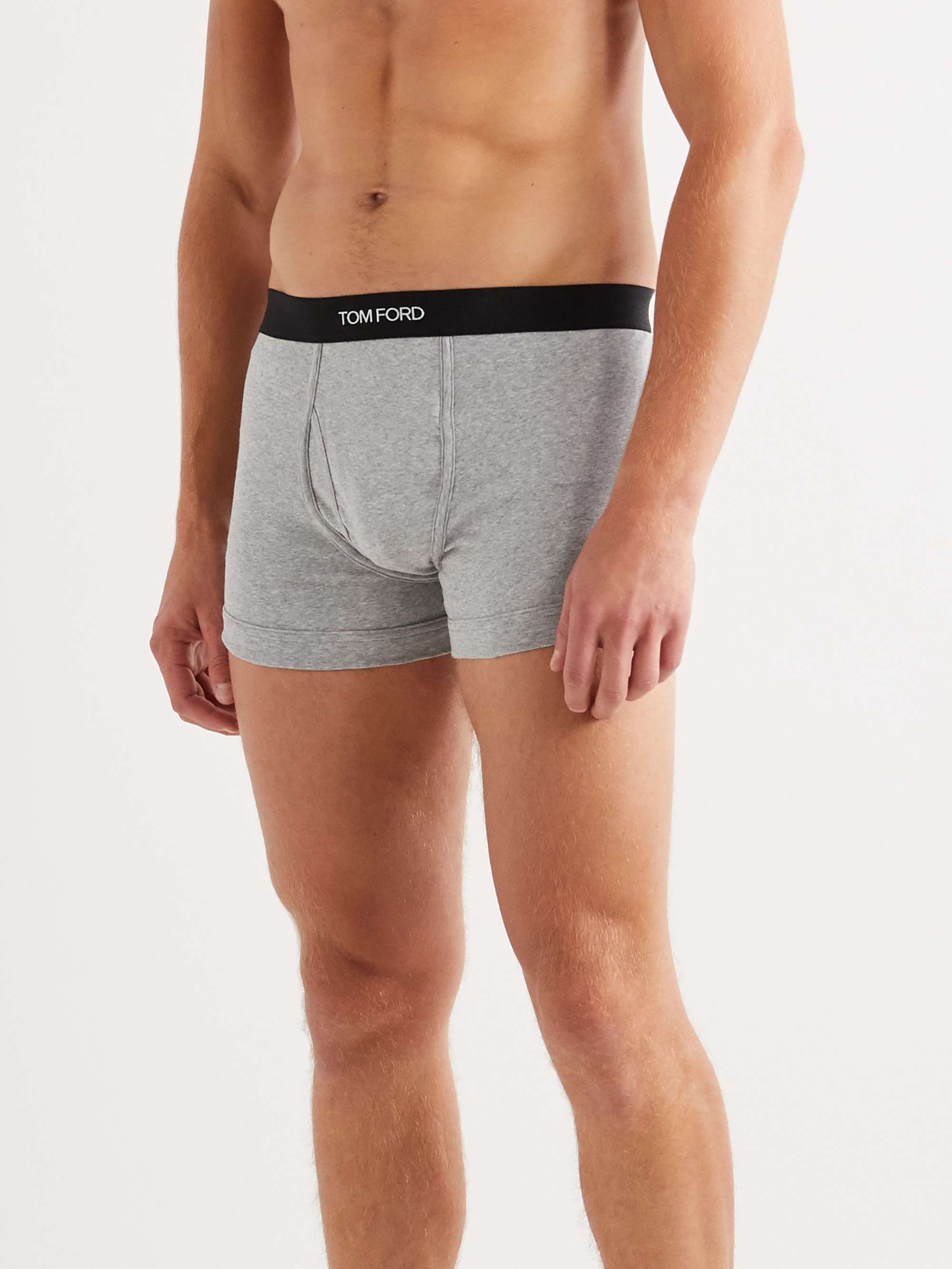 Two-Pack Mélange Stretch-Cotton Boxer Briefs view
