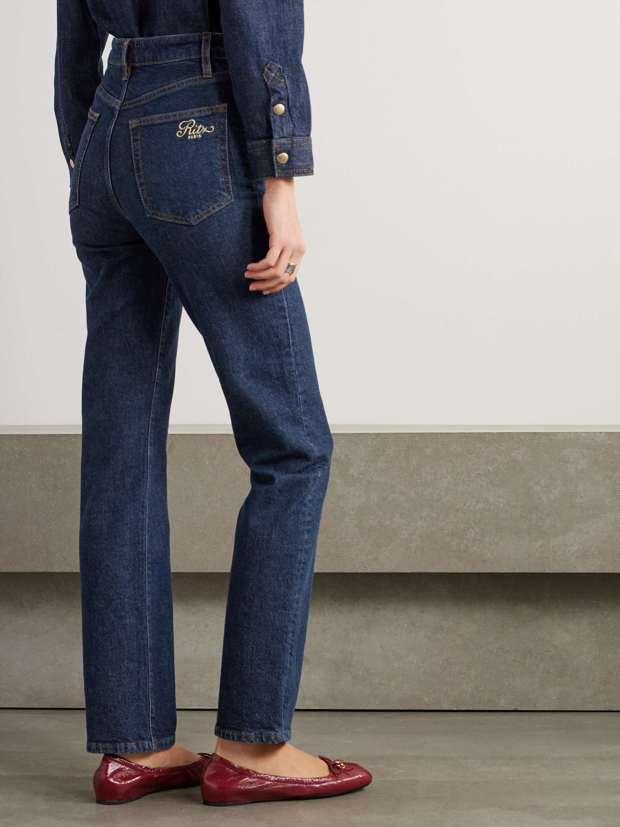 + Ritz Paris The Ruler embellished high-rise straight-leg jeans view