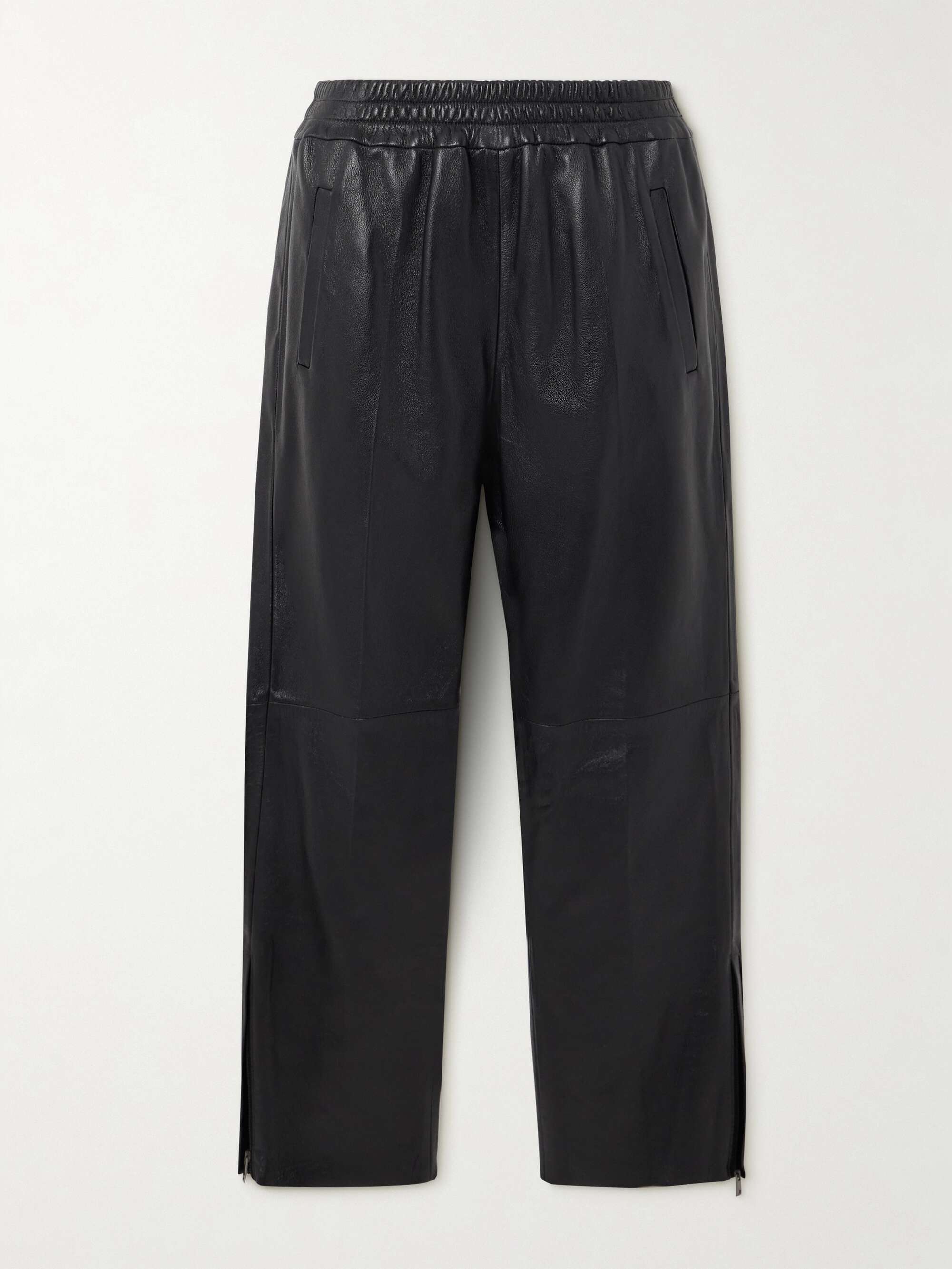 Textured-leather straight-leg pants hero visual