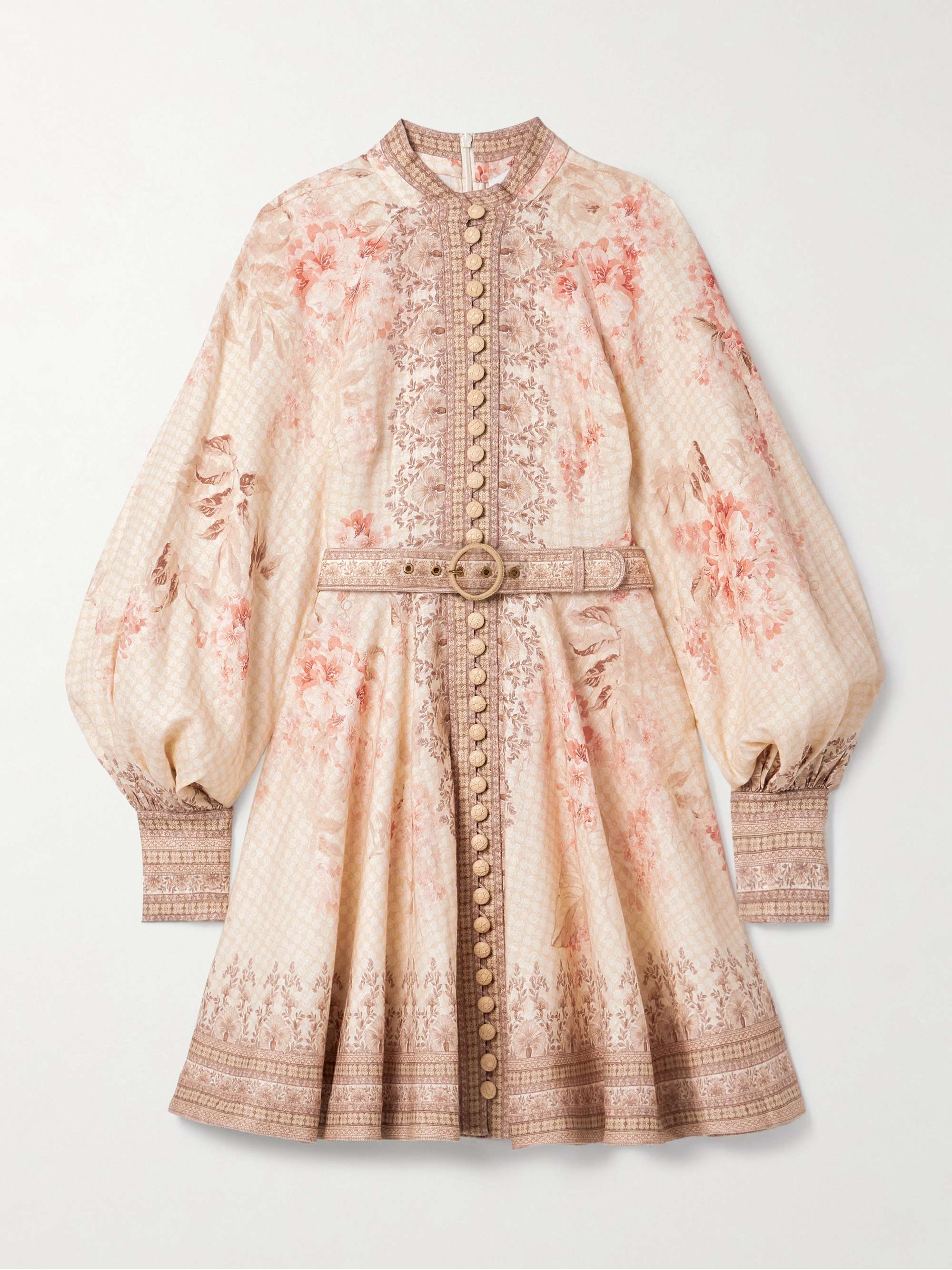Illuminate belted printed linen mini dress hero visual
