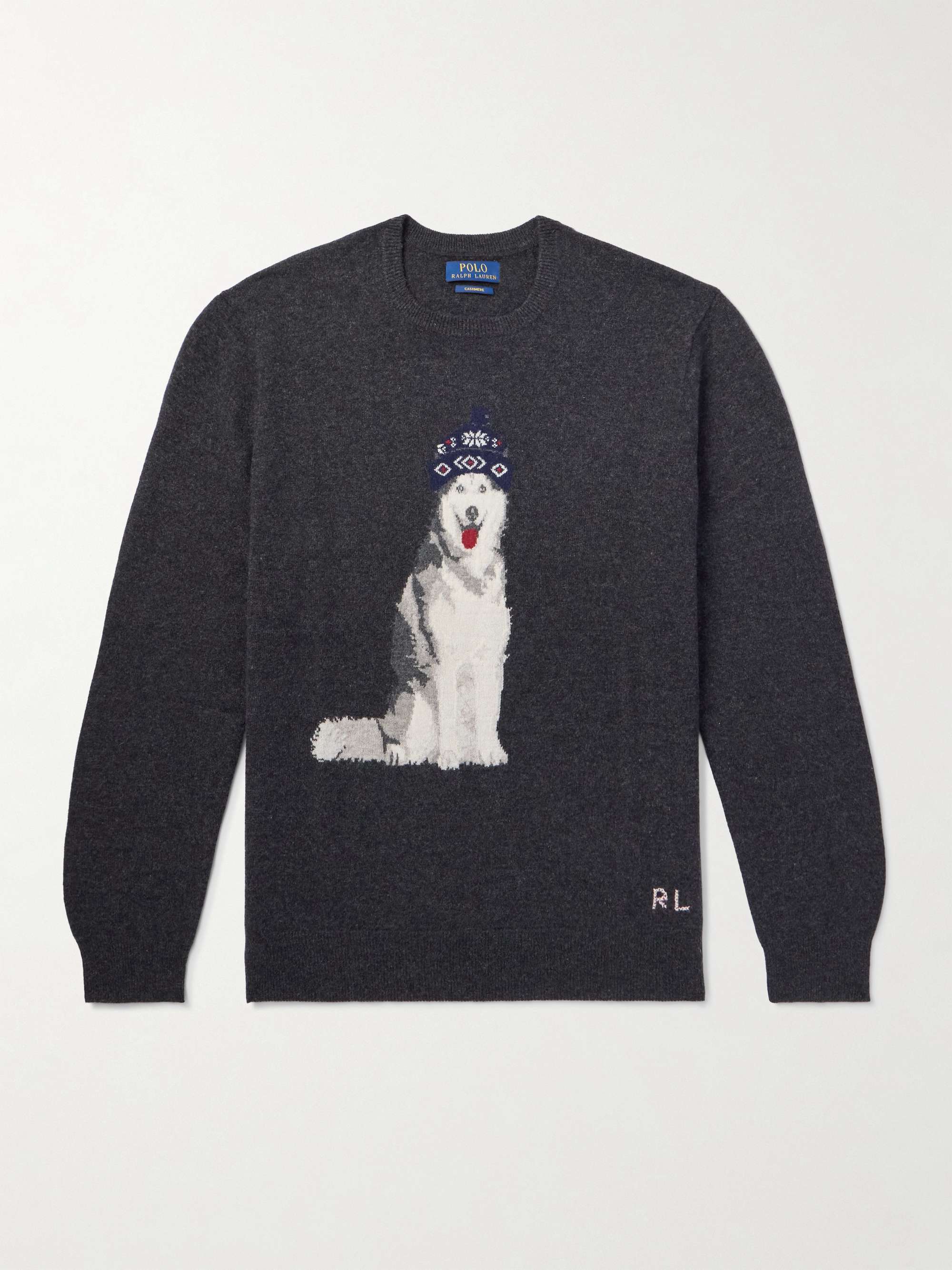 Logo-Embroidered Intarsia Cashmere Sweater hero visual