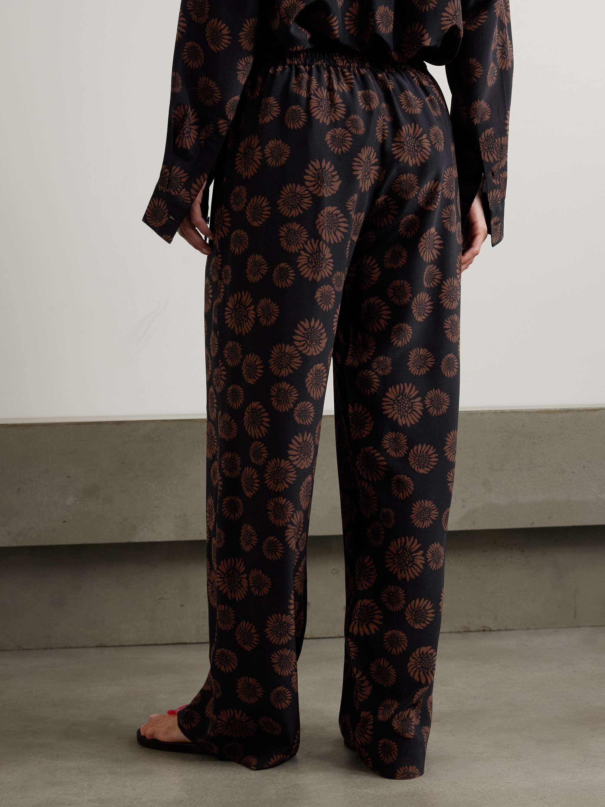 Floral-print silk crepe de chine wide-leg pants view