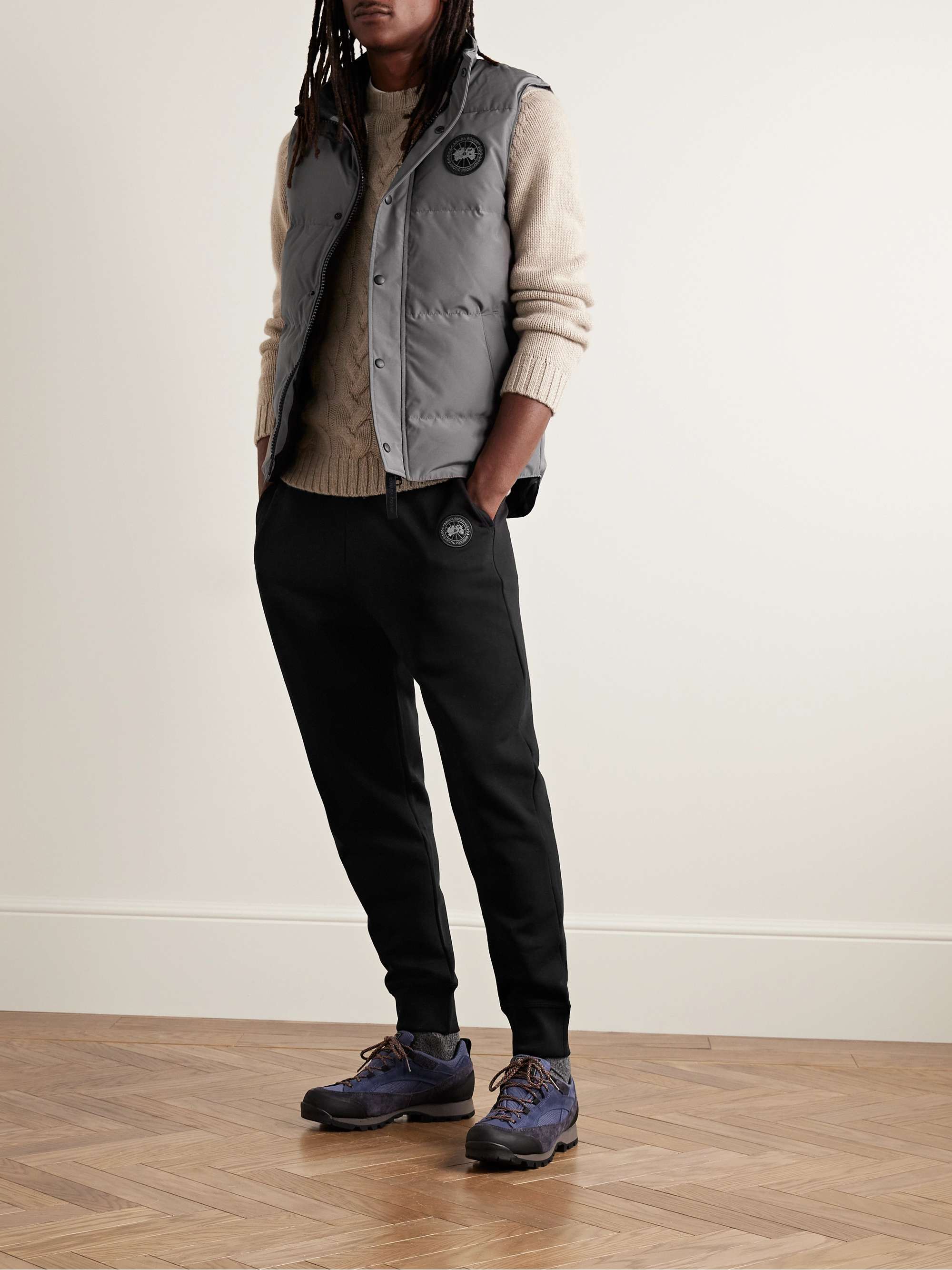 Black Label Huron Tapered Logo-Appliquéd Cotton-Jersey Sweatpants view