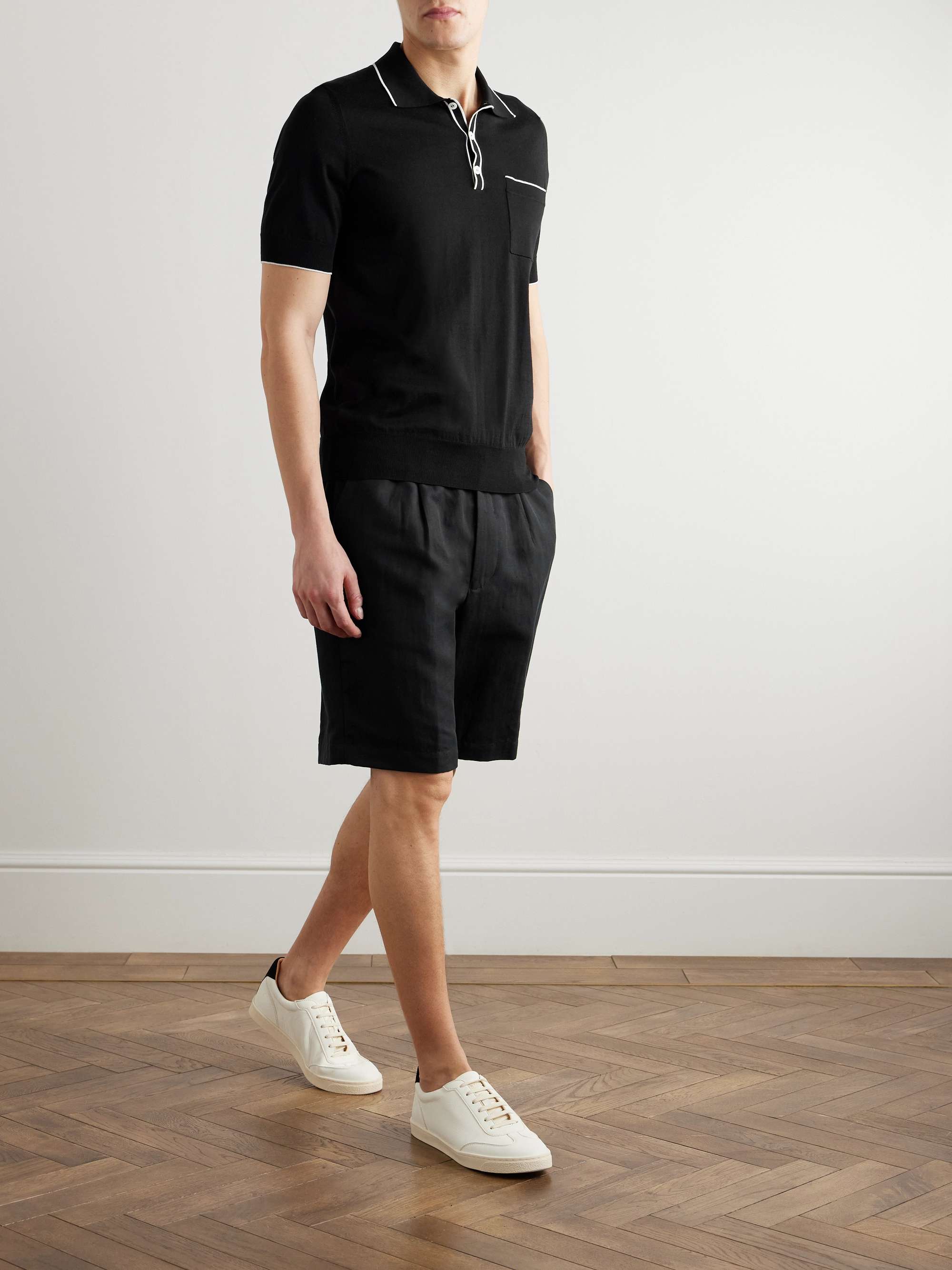 Straight-Leg Pleated Linen and Cotton-Blend Twill Bermuda Shorts view