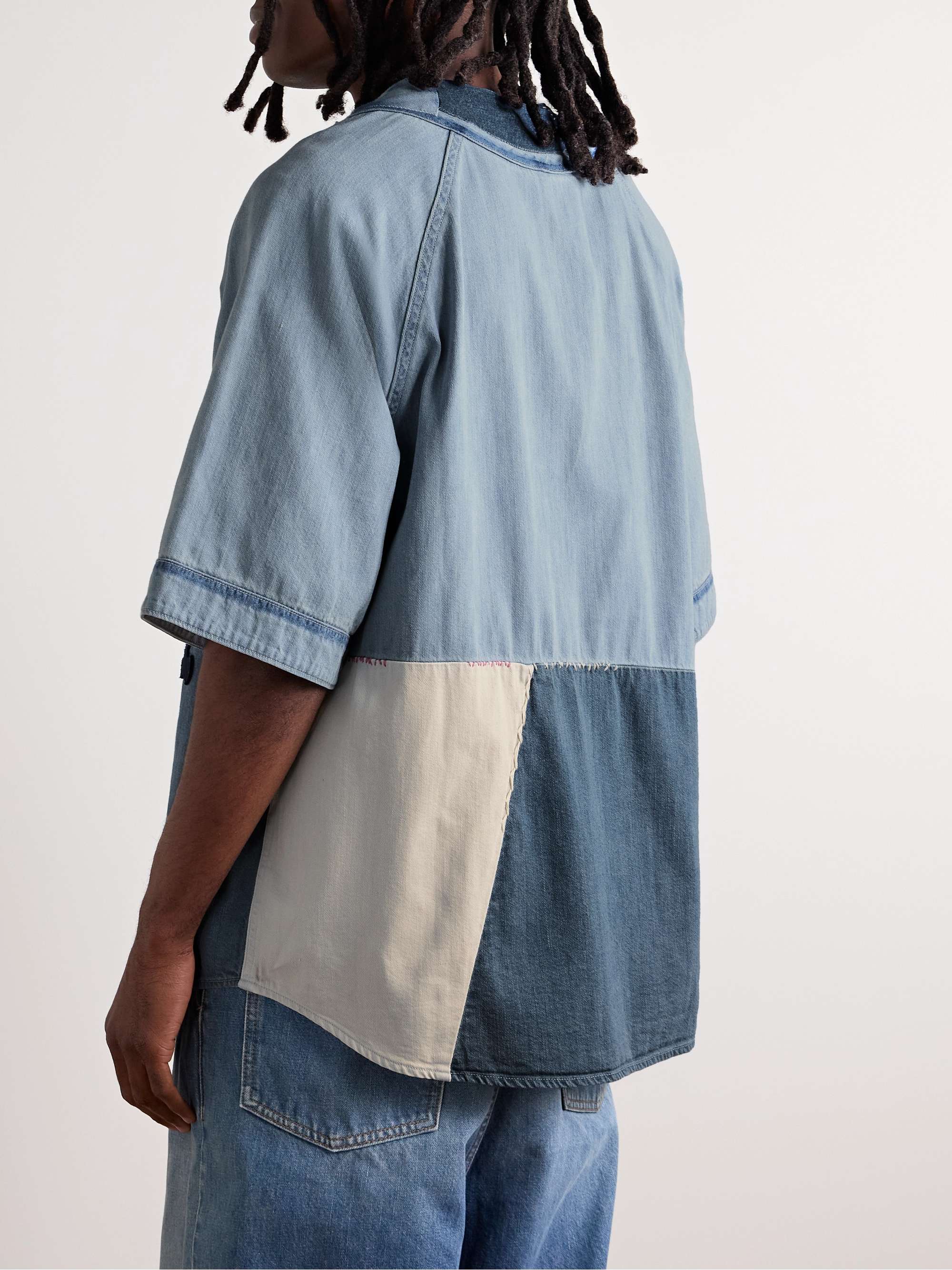 Appliquéd Embroidered Patchwork Denim Shirt view