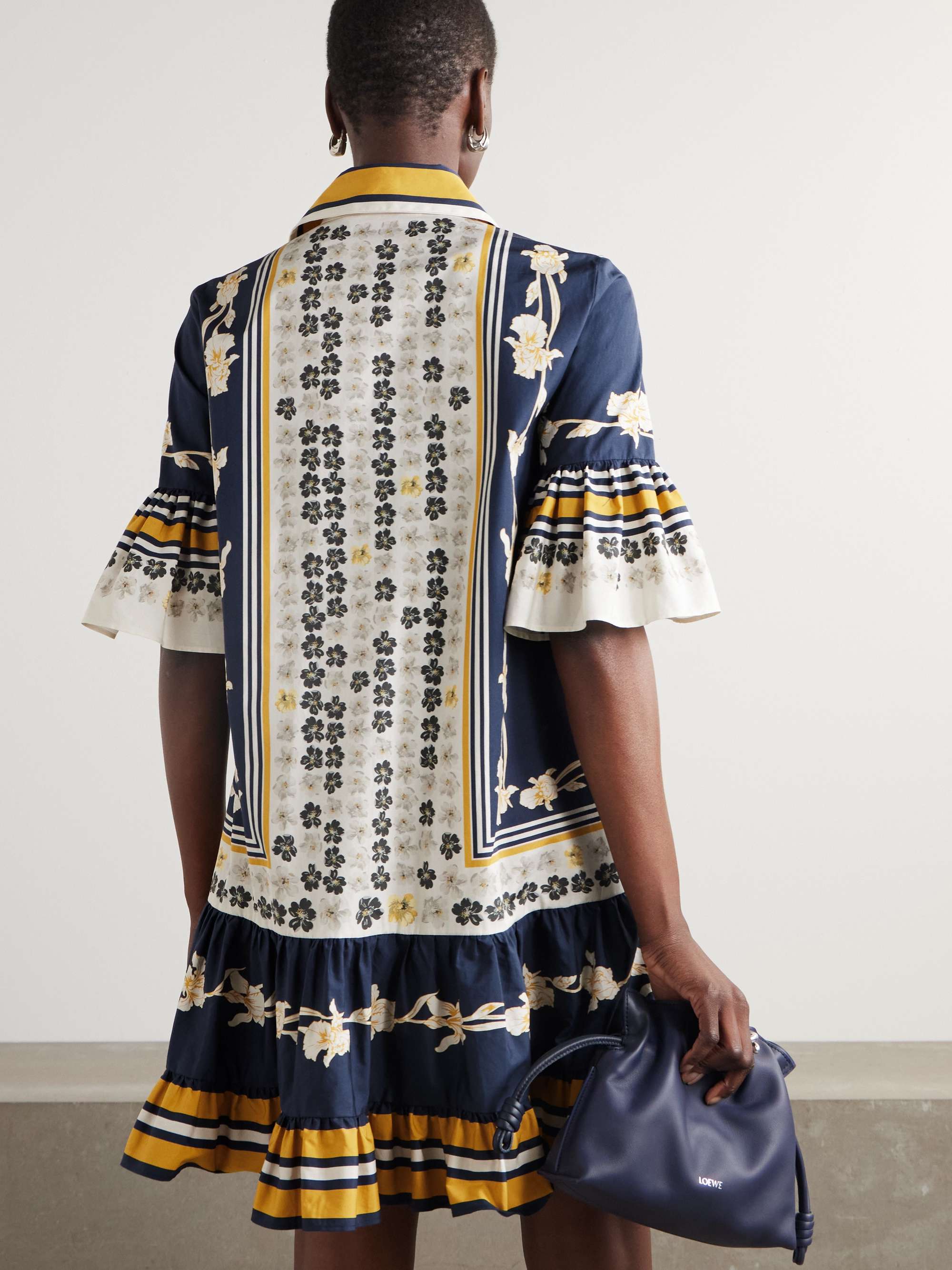 Choux printed cotton-poplin mini shirt dress view