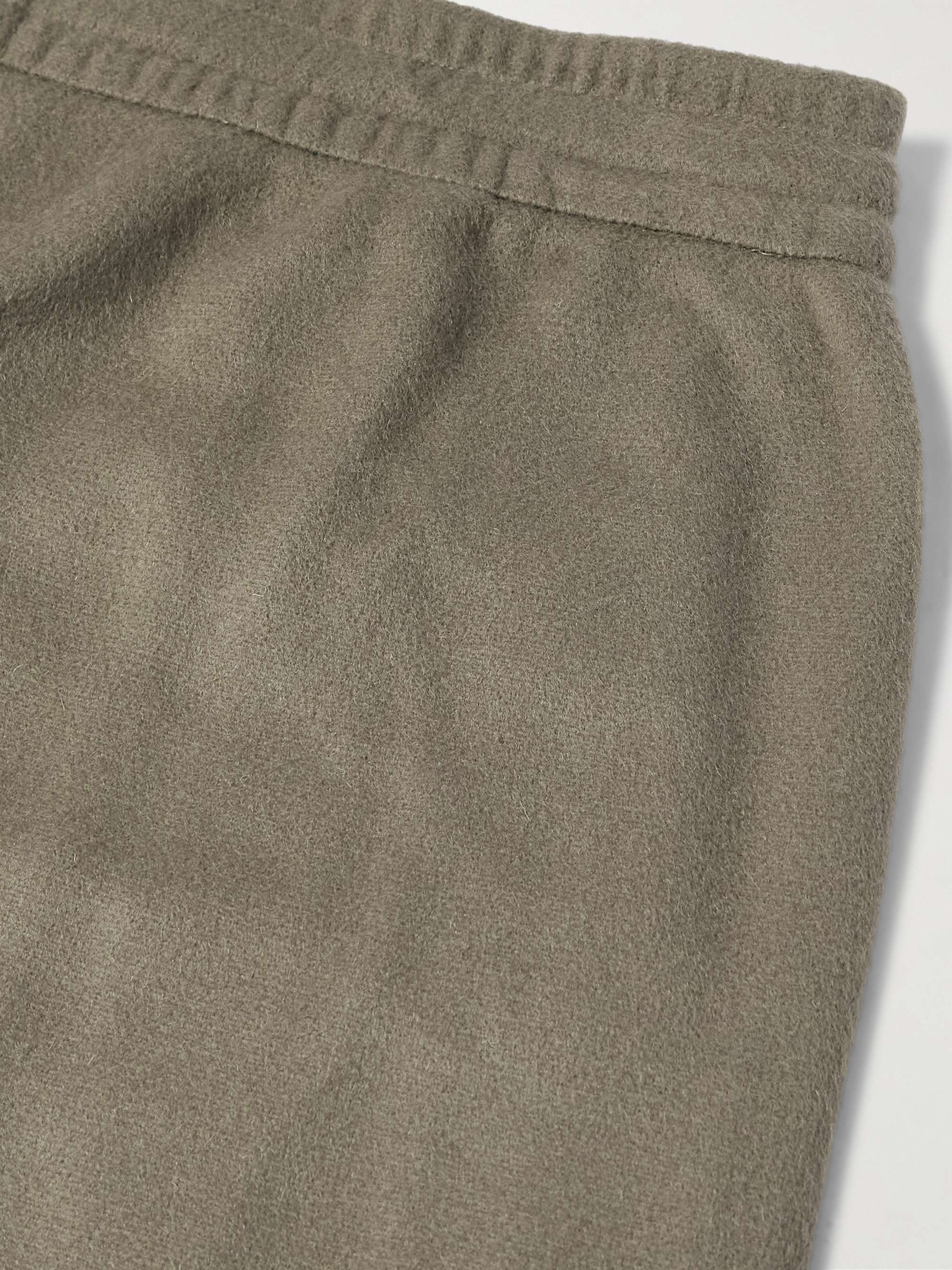 Forum Straight-Leg Logo-Appliquéd Wool and Cashmere-Blend Drawstring Trousers view