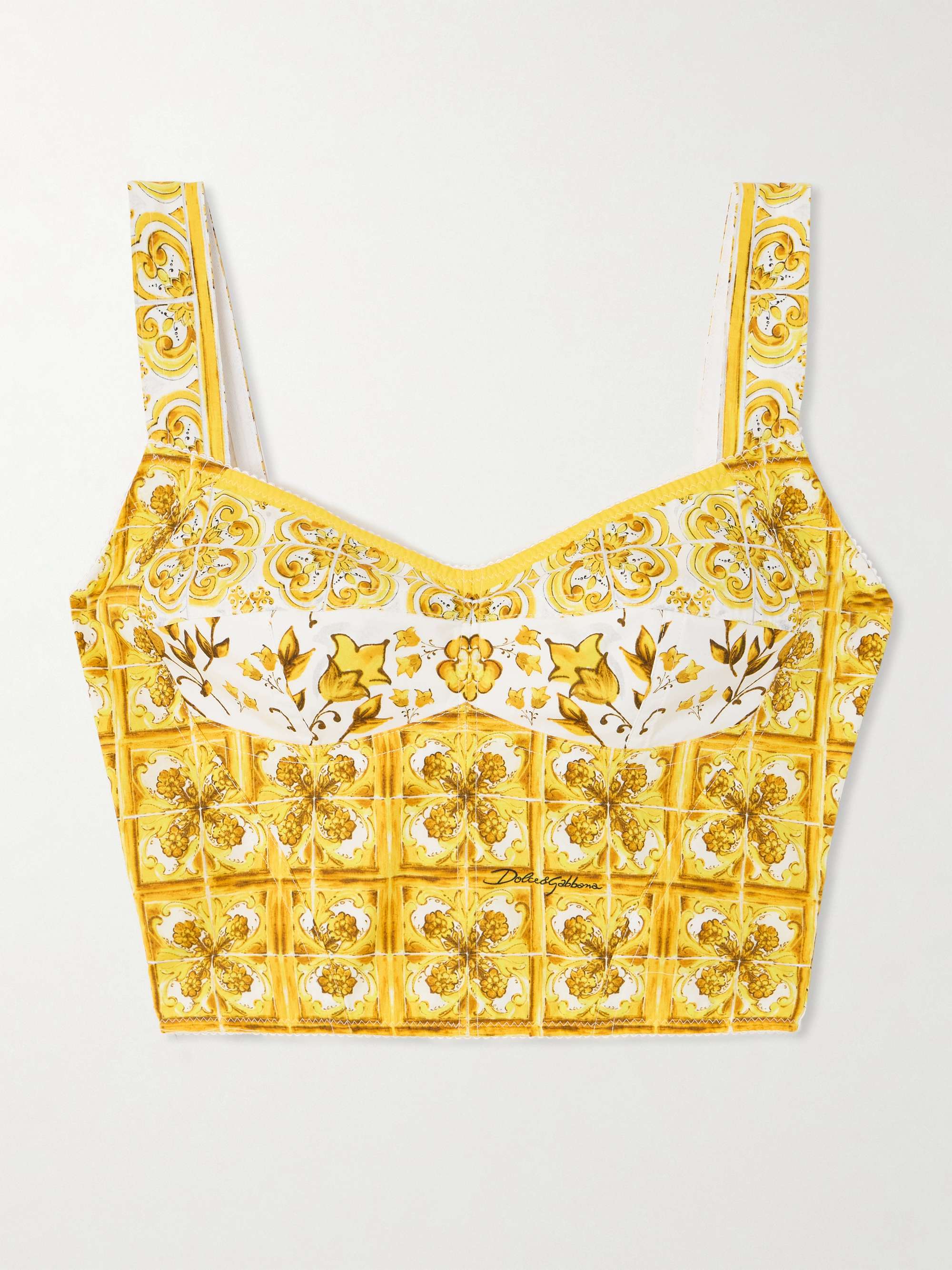 Maiolica printed cropped cotton-blend poplin corset top hero visual