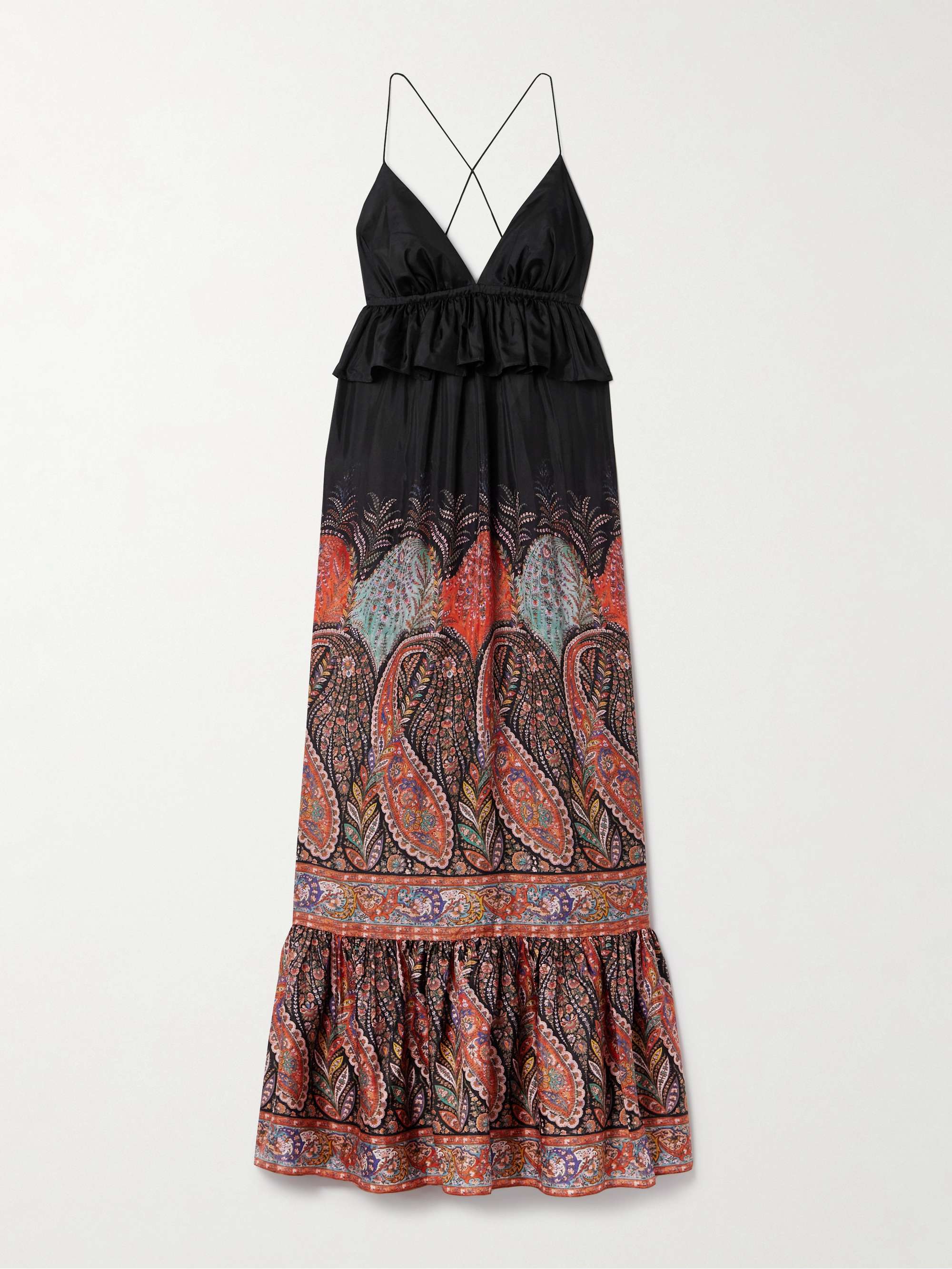 Rhiannon ruffled paisley-print silk midi dress hero visual